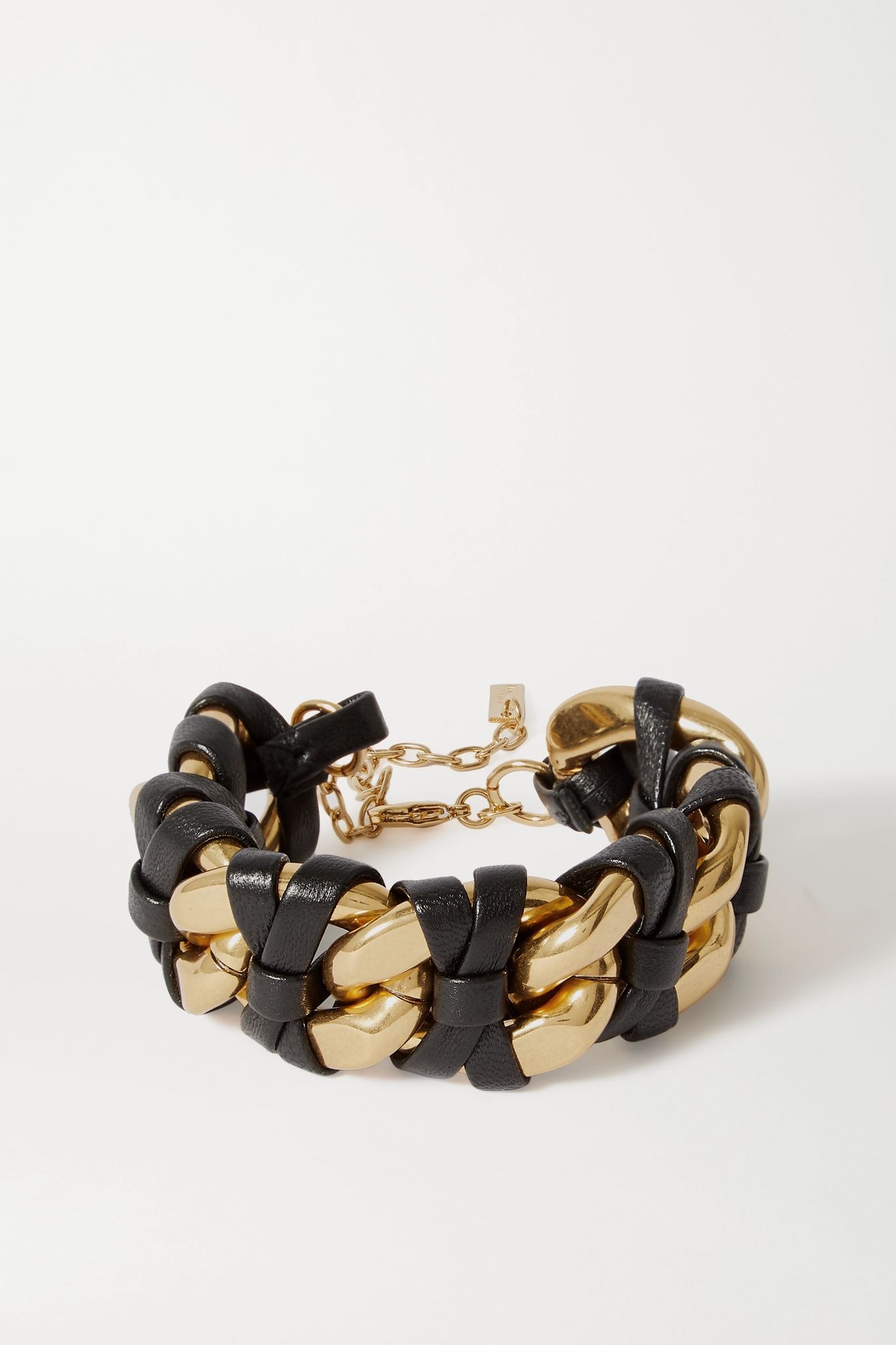 Leather and gold-tone bracelet - 1