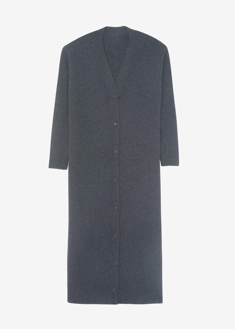 Emi Long Knit Cardigan - Dark Grey Melange 10