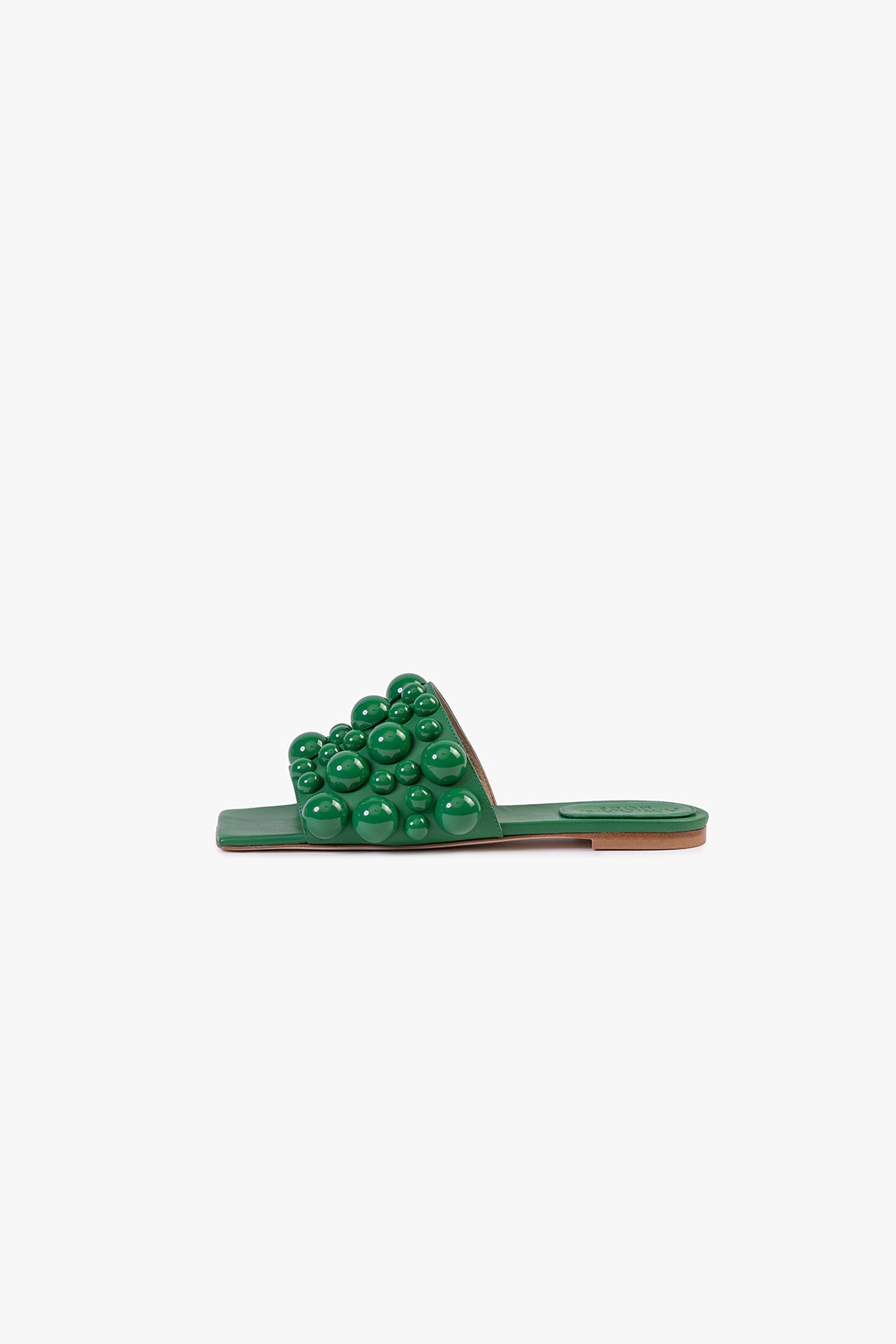 ROBERTA EMBELLISHED SLIDE SANDAL GREEN - 1