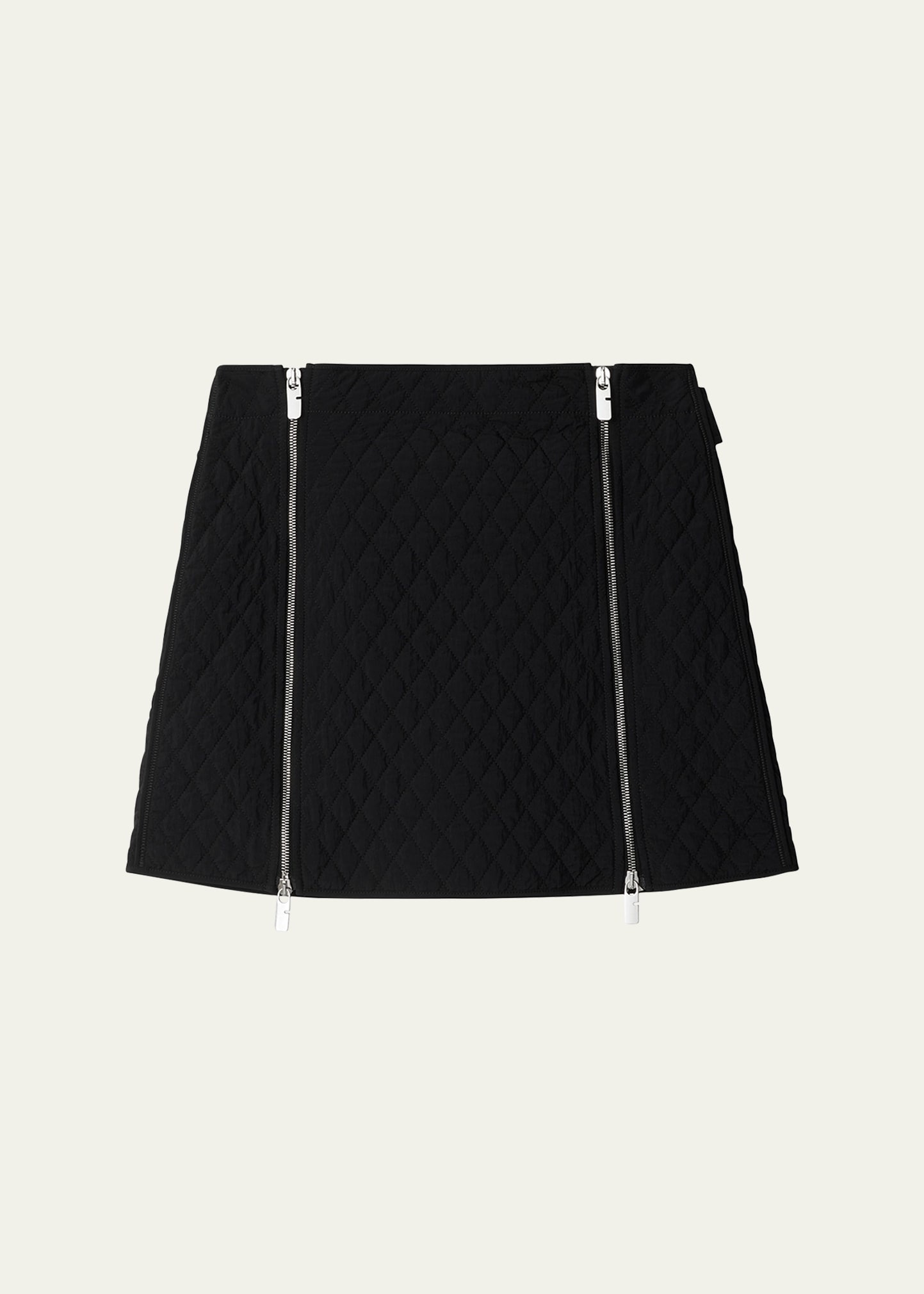 Quilted Mini Skirt with Zipper Detail - 1