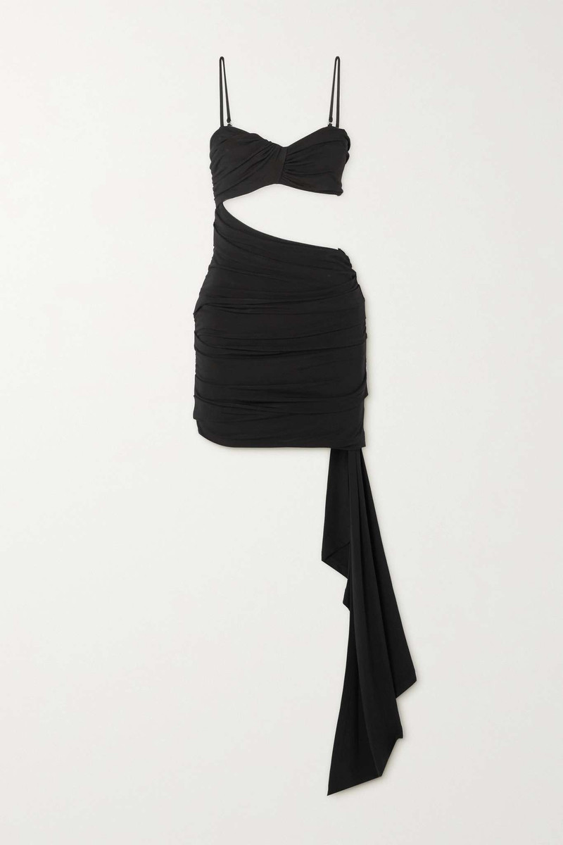 Draped cutout ruched stretch-jersey mini dress 1