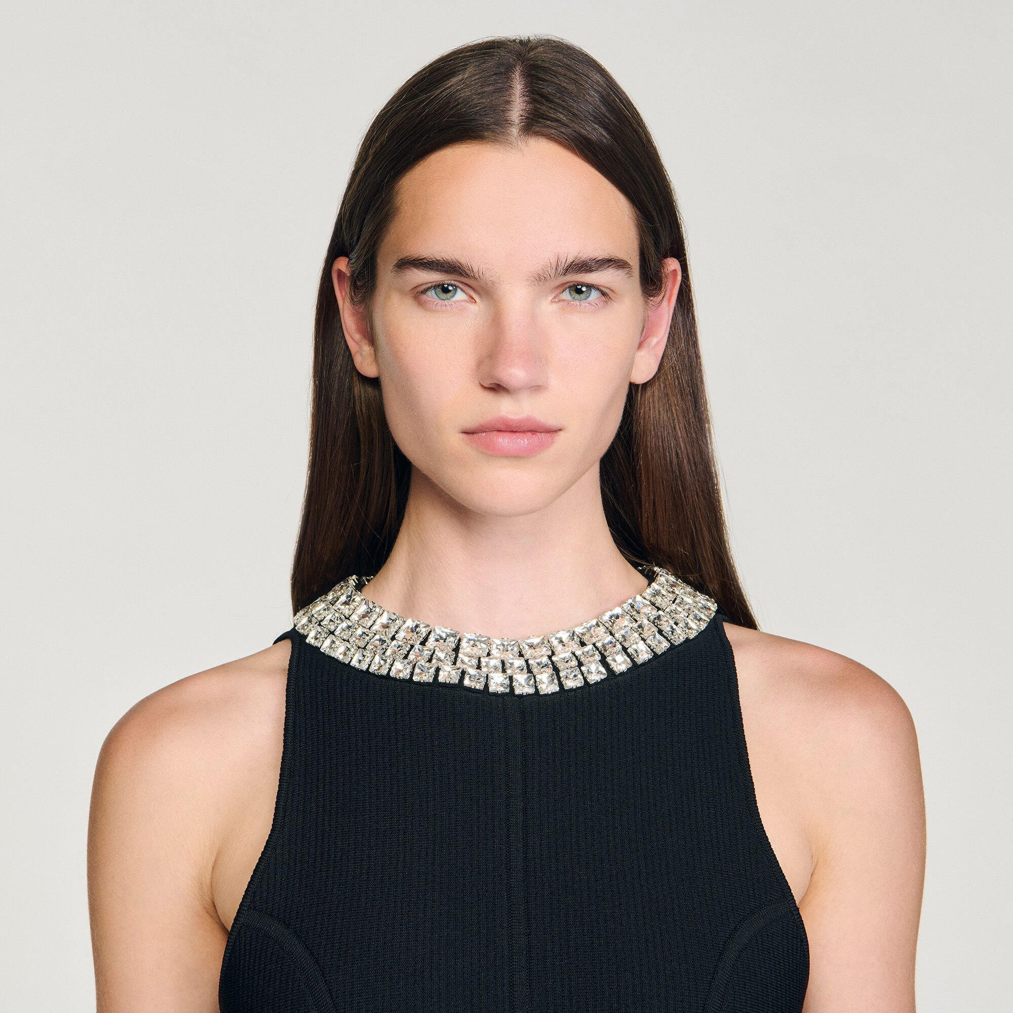 MINI DRESS WITH RHINESTONE COLLAR - 3