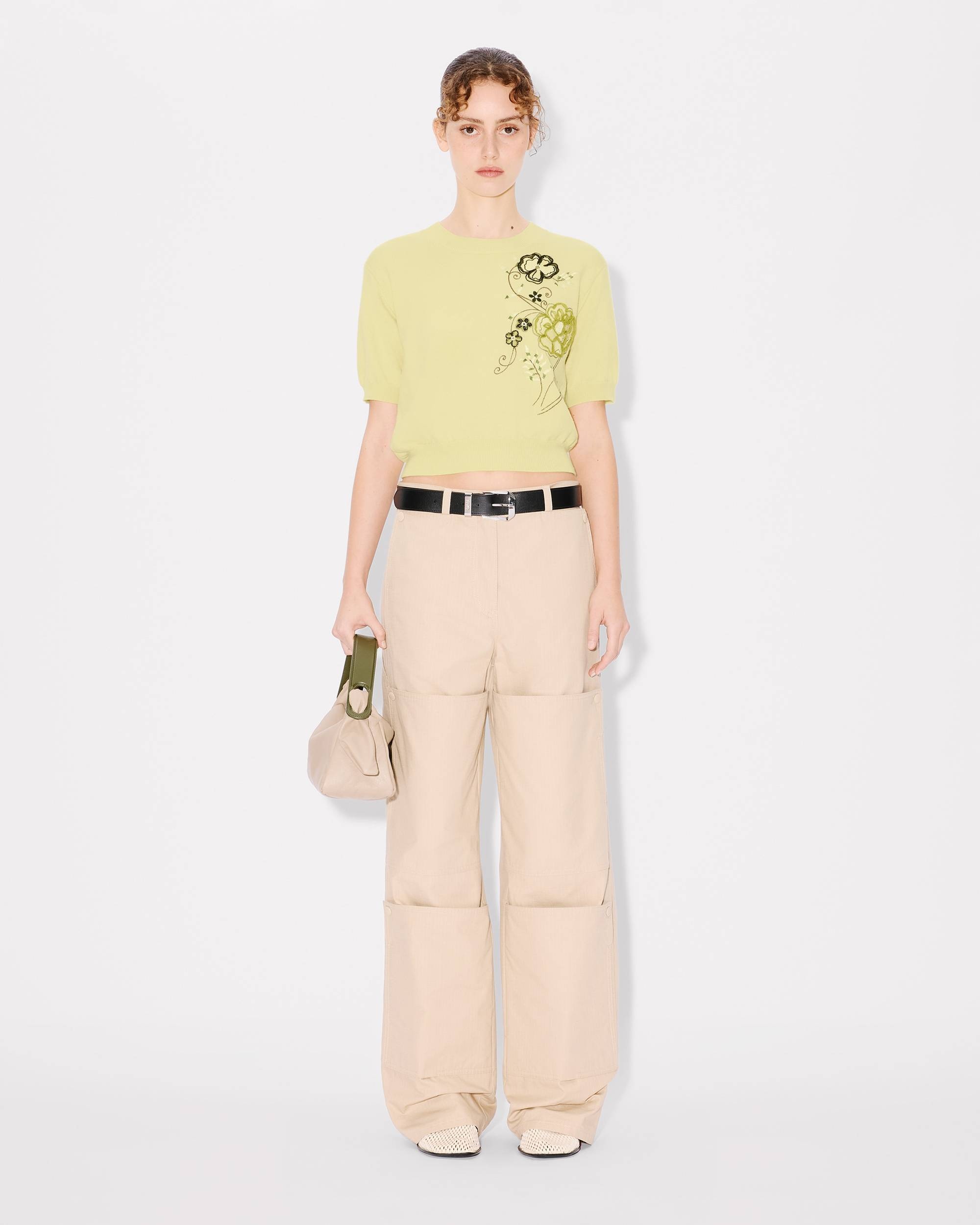 KENZO Peonies' embroidered top in light wool - 5