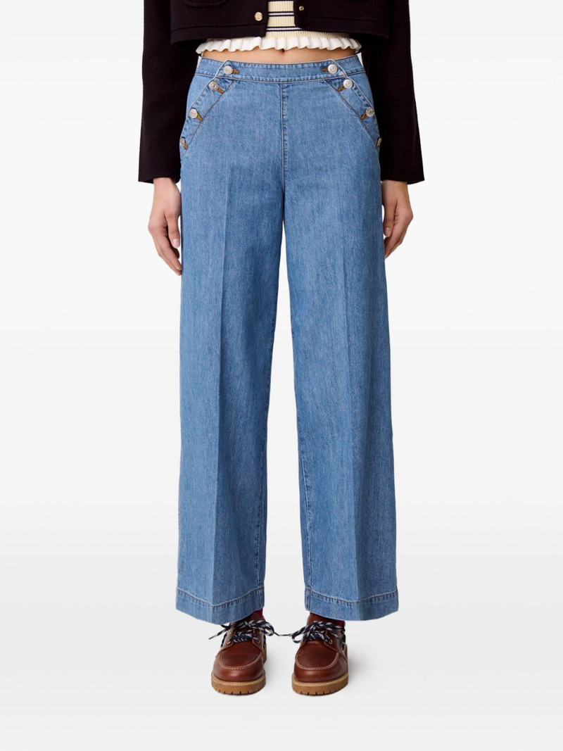 buttoned wide-leg jeans 5