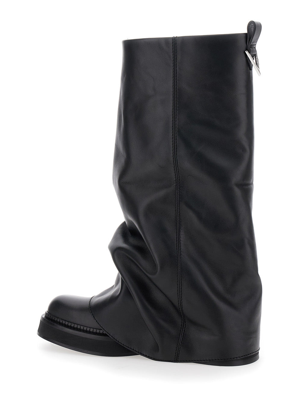 The Attico Women 'Robin' Black Boots With Square Toe And Logo Plaque On The Rear In Leather Woman - 3