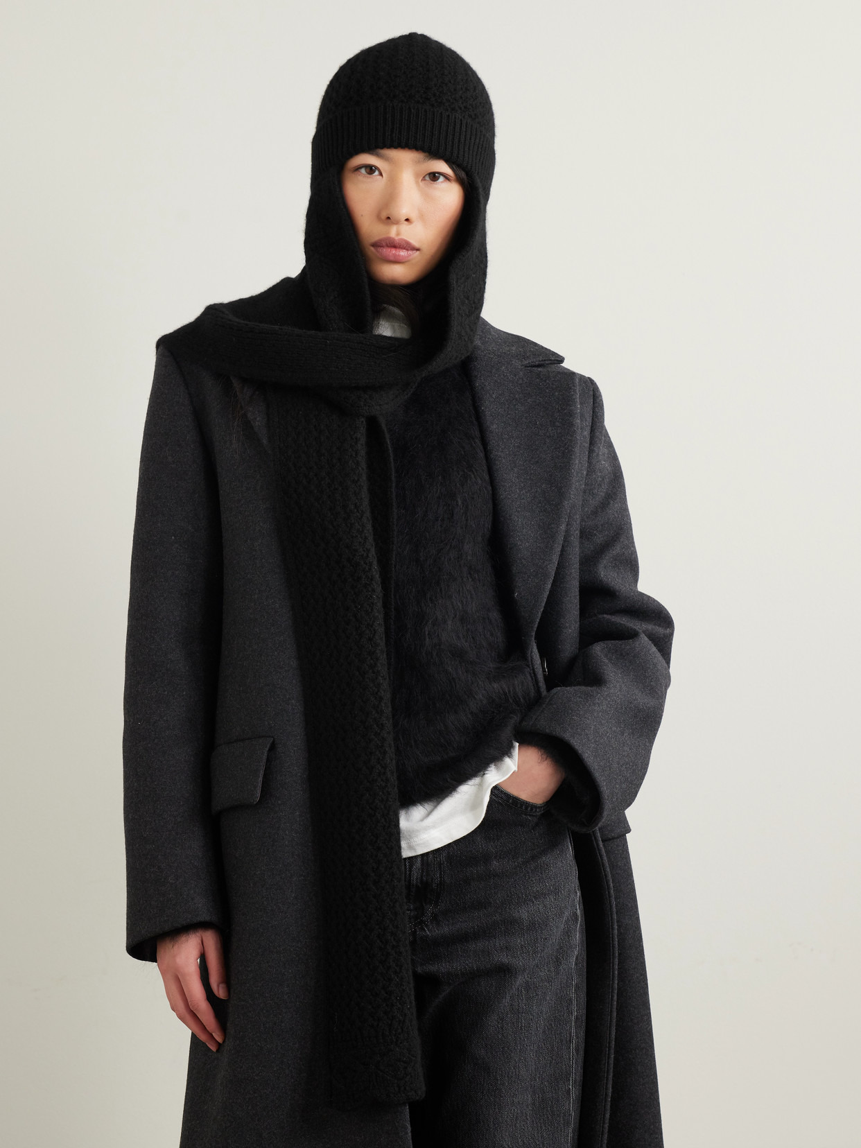 Engadin Hooded Crochet-knit Cashmere Scarf - 2