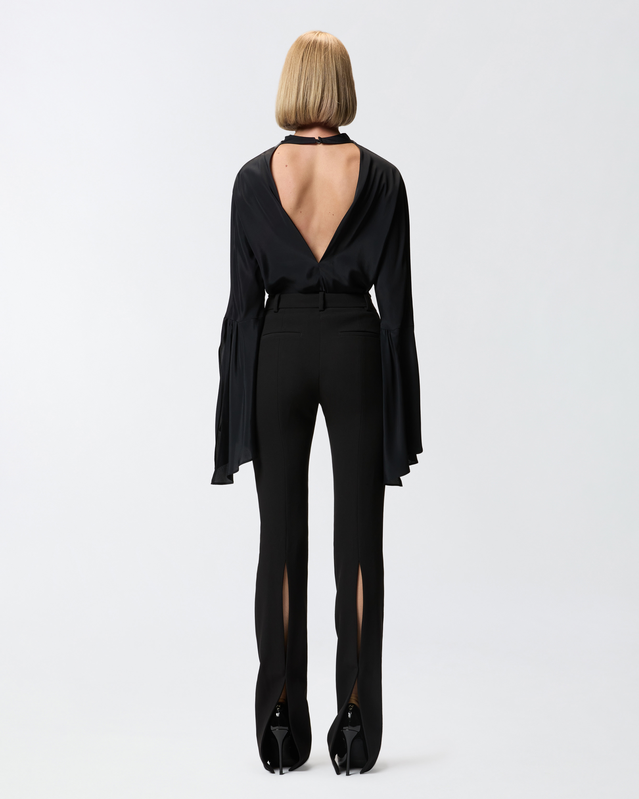 CREPE DE CHINE BLOUSE WITH REAR NECKLINE - 4