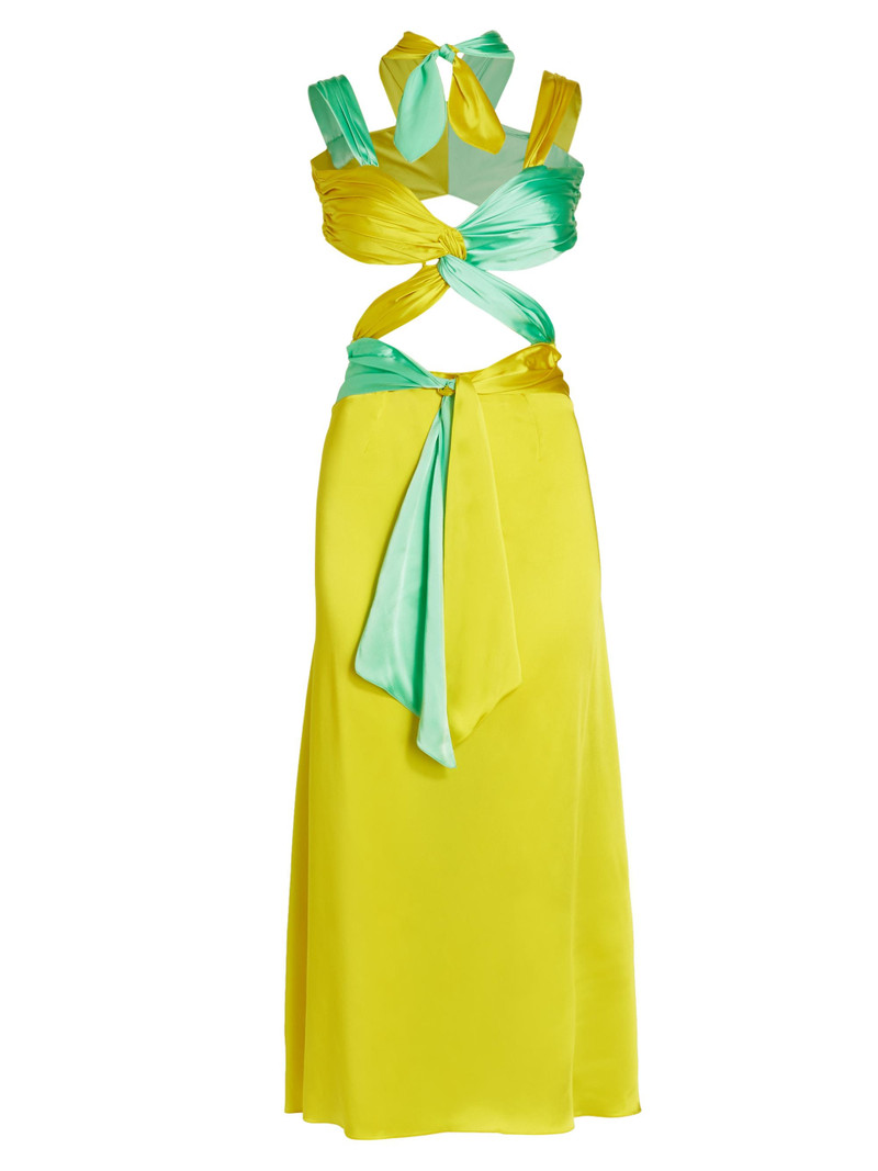 Women's Colorblocked Midi-Dress - Aqua And Lemon 1