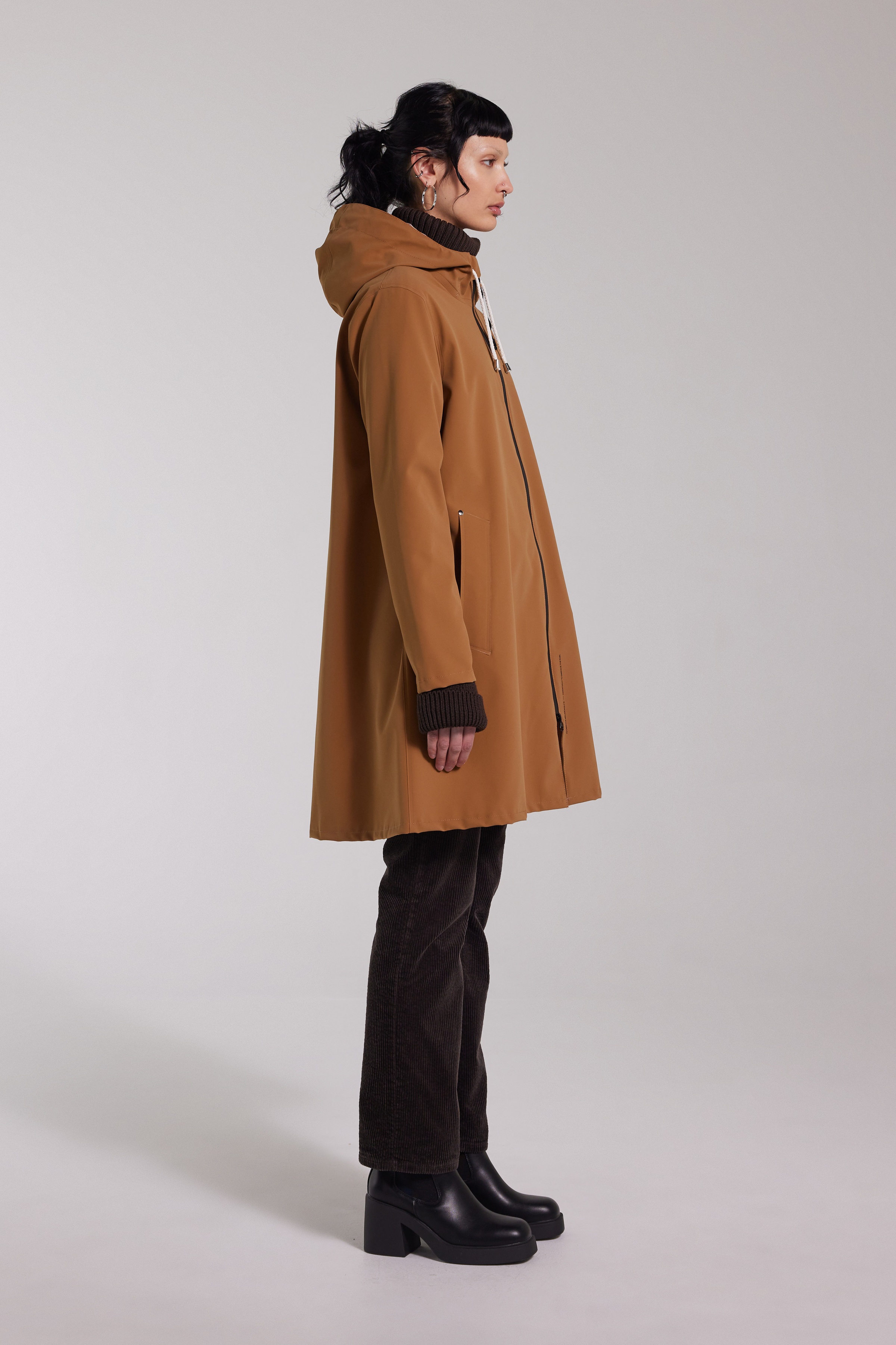 Mosebacke Lightweight Matte Zip Raincoat Cognac - 5