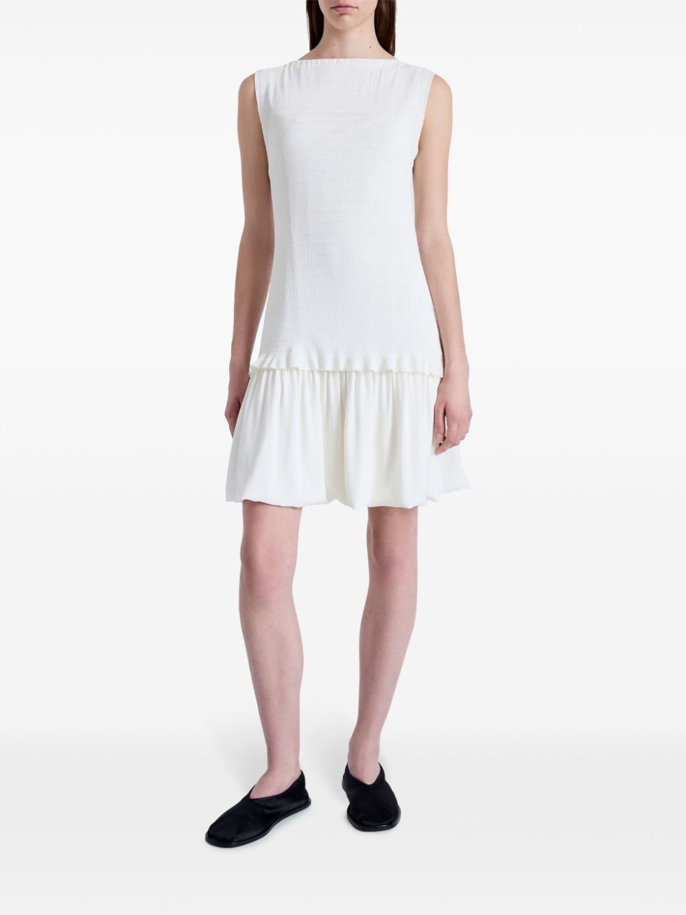 layered seersucker mini dress - 2