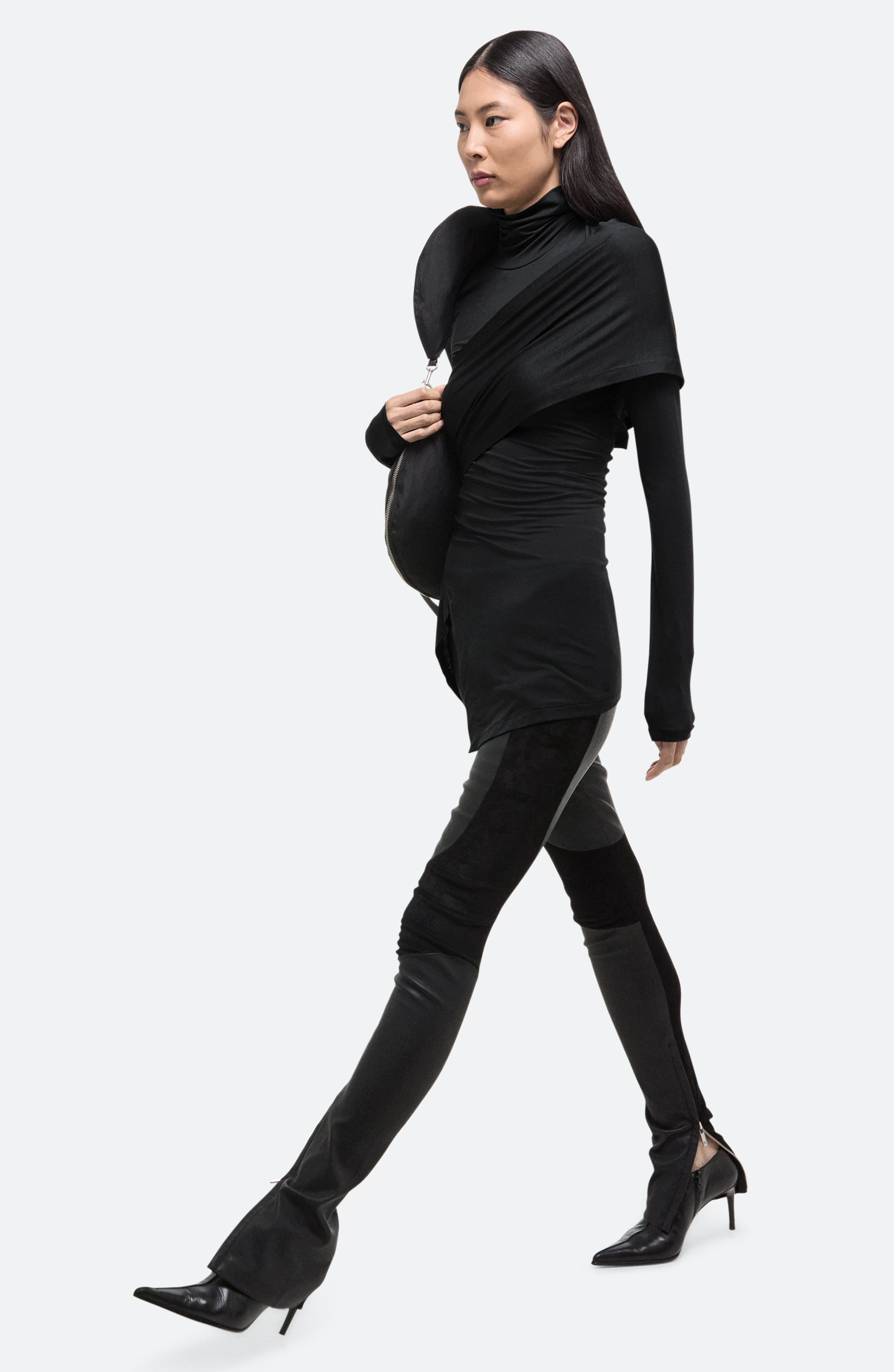 Helmut Lang Protection Draped Asymmetric Turtleneck Top in Black - 6
