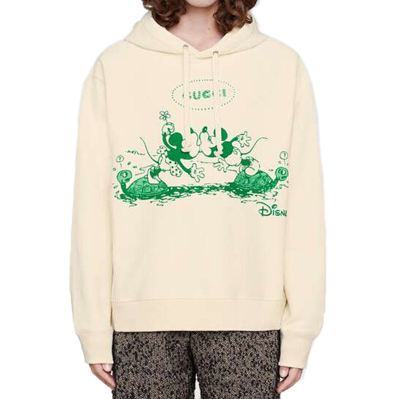 GUCCI Gucci x Disney Mickey Minnie Printed Logo Hooded Long-Sleeved Sweater For Men Beige 604218-XJB7A-990 outlook