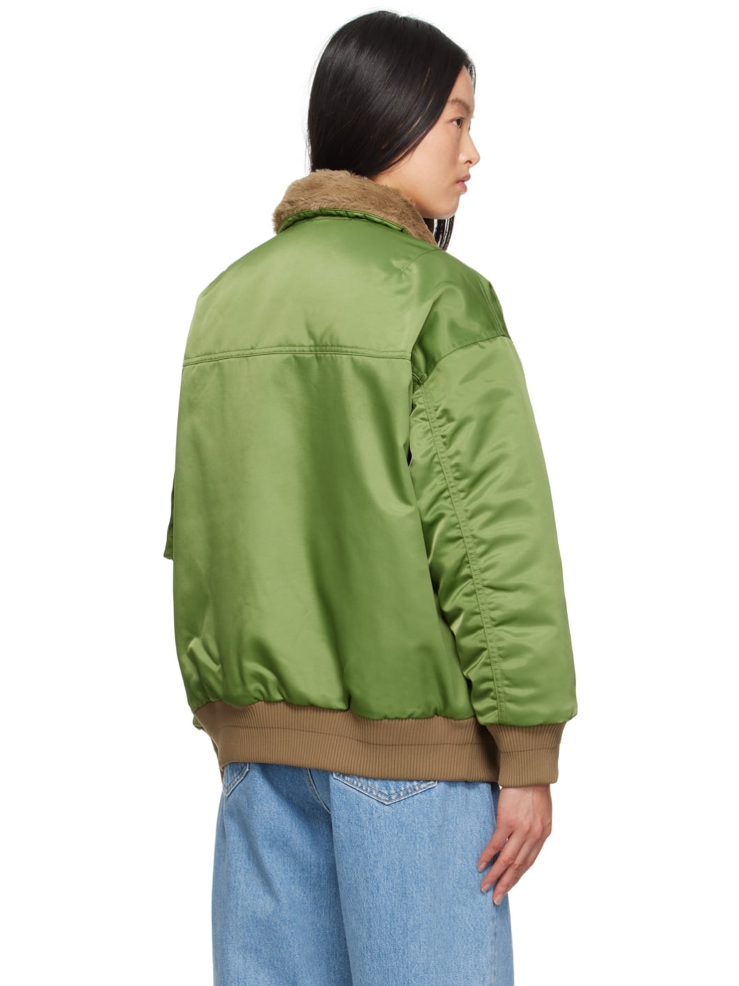 Green Zip Bomber Jacket - 3