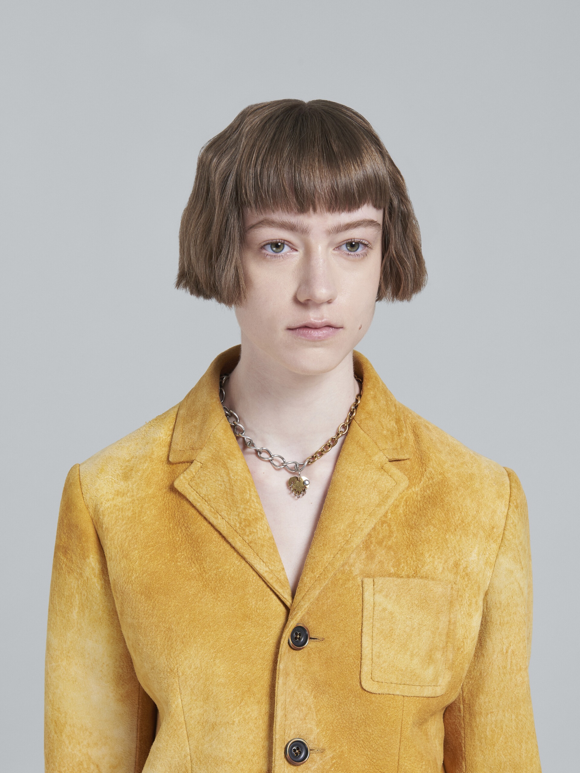 LIGHT ORANGE LEATHER CROPPED JACKET - 4