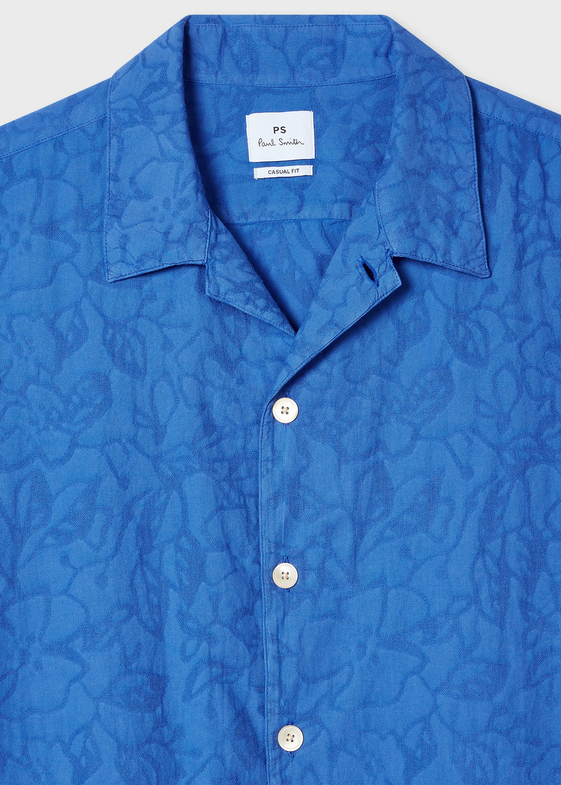 Paul Smith Mid Blue Cotton Textured-Jacquard Short-Sleeve Shirt outlook