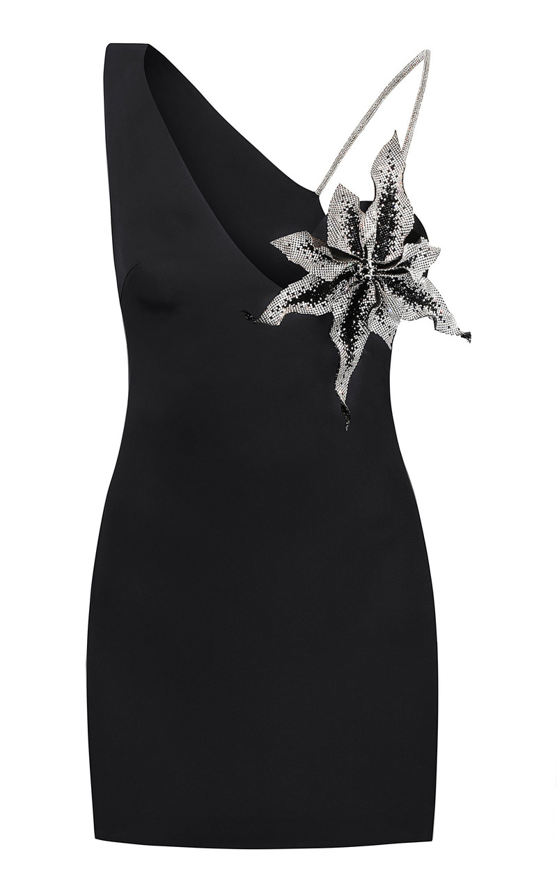 Orchid-Embellished Satin Mini Dress black 1