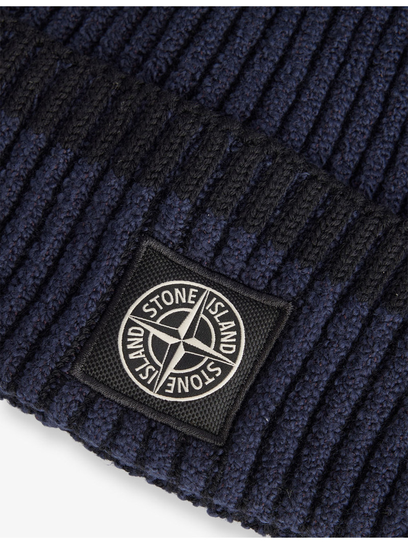 Stone Island Ribbed Brand-Patch Knitted Beanie outlook
