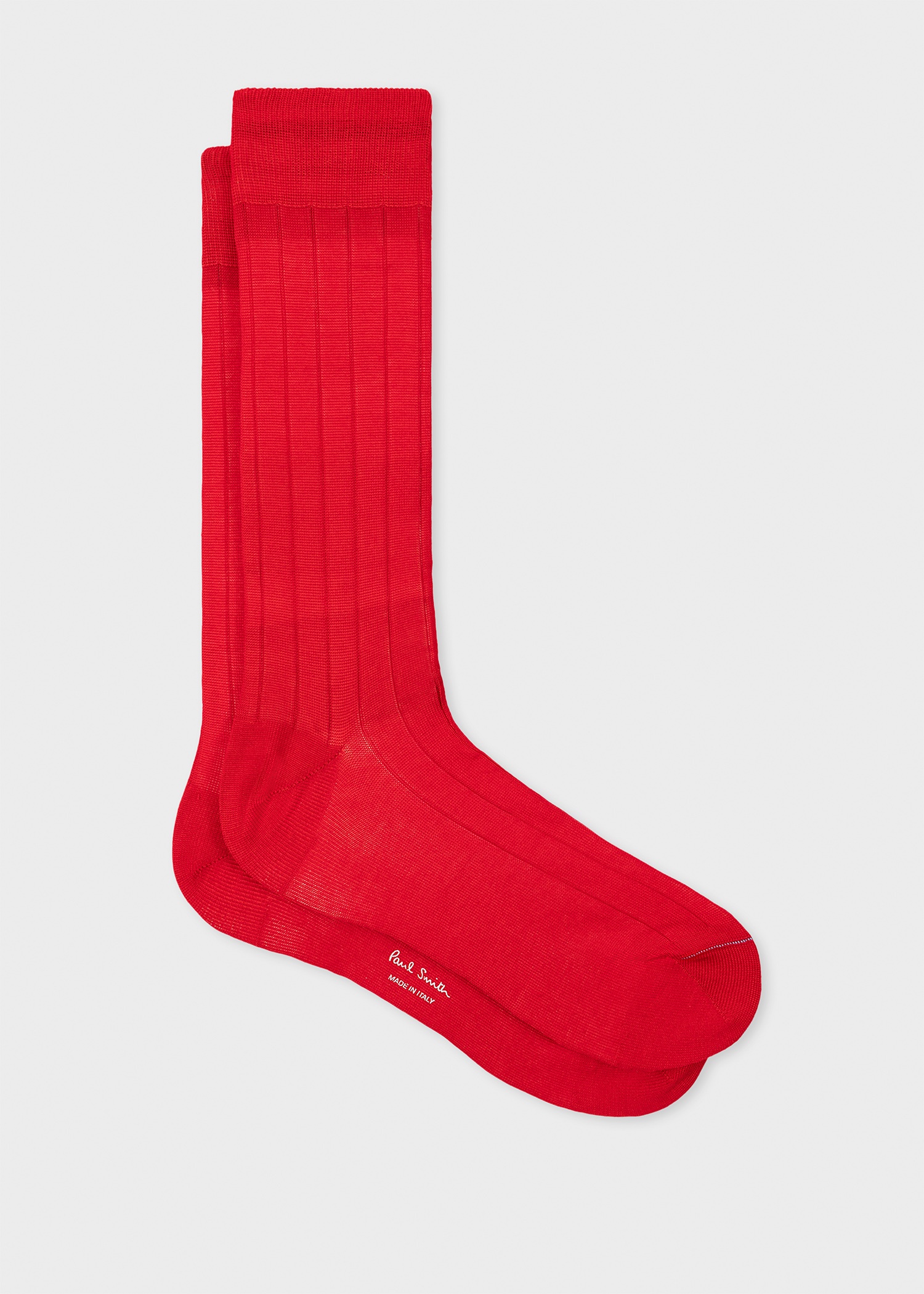 Red Mercerised Cotton-Blend Ribbed Socks - 1
