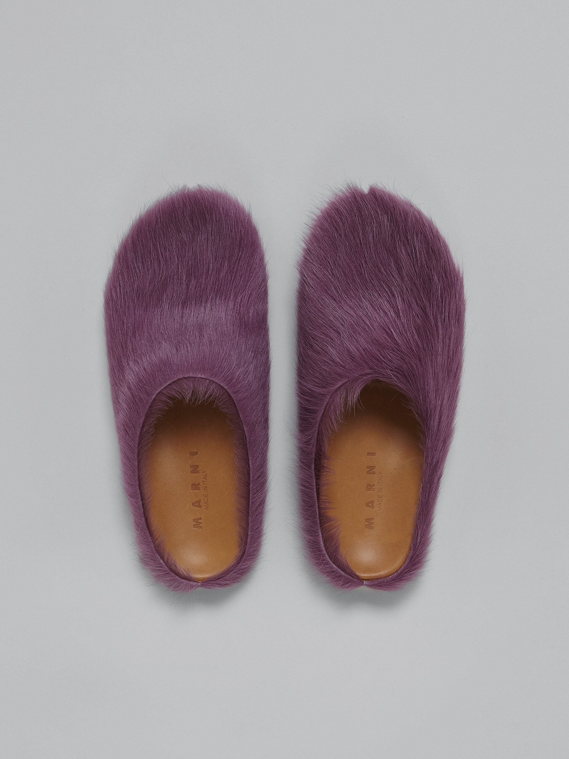 PURPLE LONG HAIR CALFSKIN FUSSBETT SABOT - 4