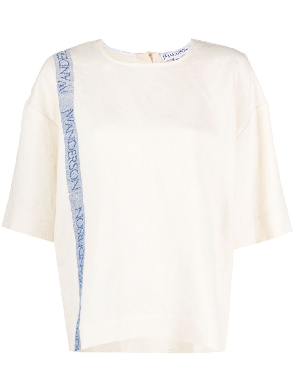 logo-print linen-blend T-shirt - 1