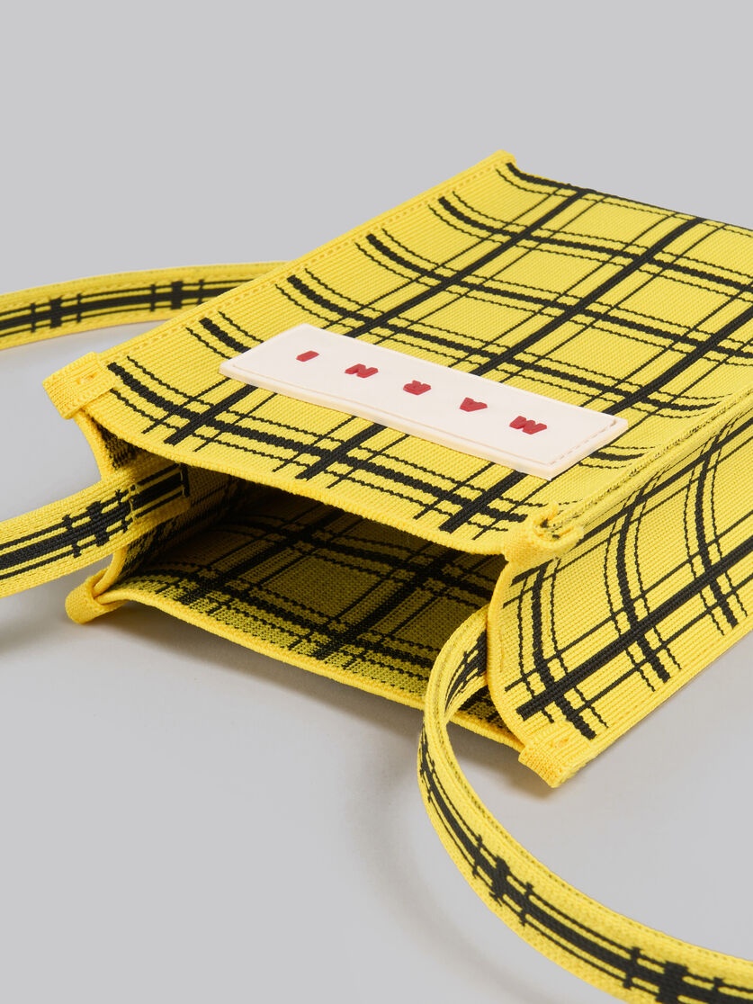YELLOW AND BLACK JACQUARD CHECK MINI SHOULDER BAG - 4