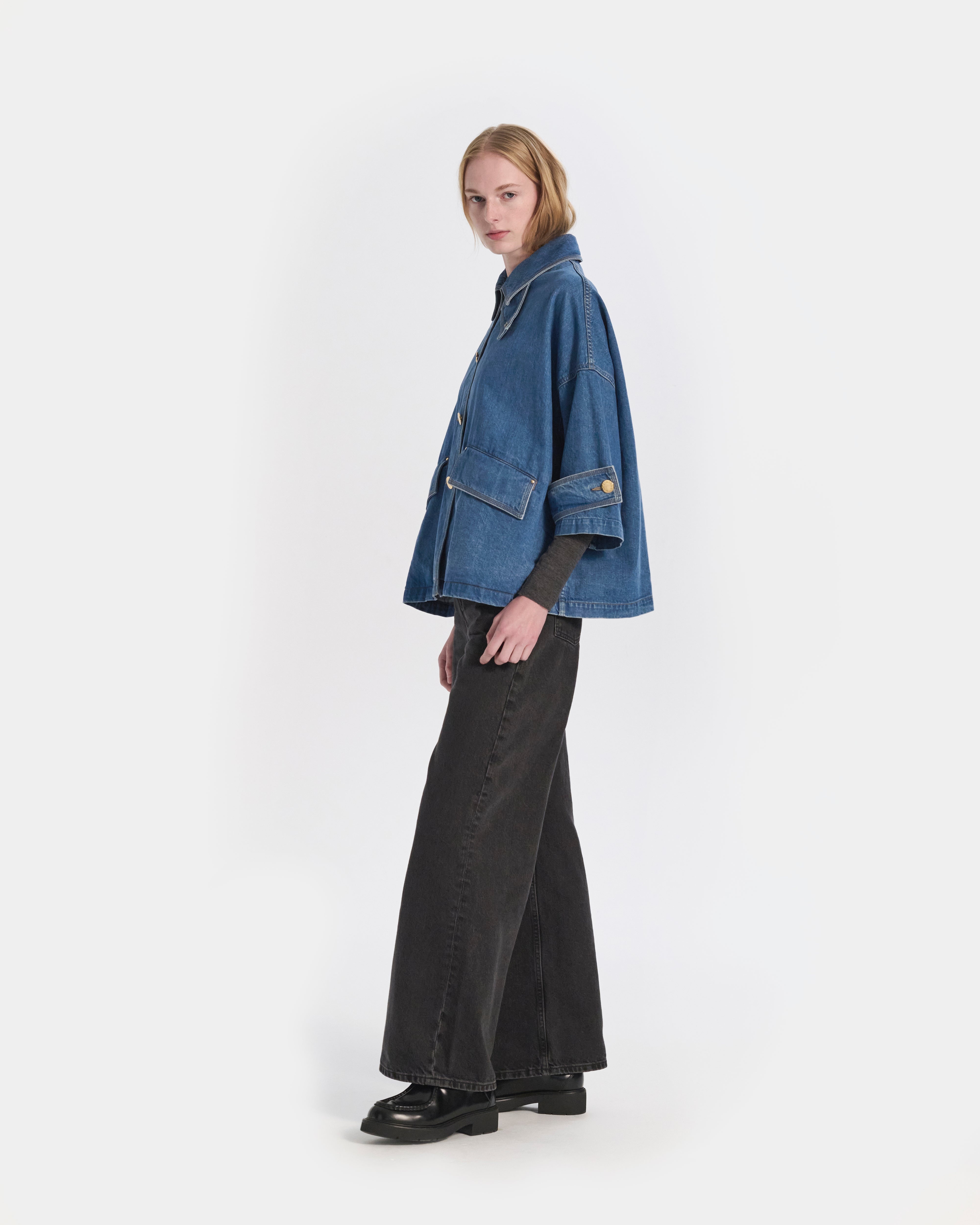 Humbie Cropped Sleeve Denim Jacket - 4