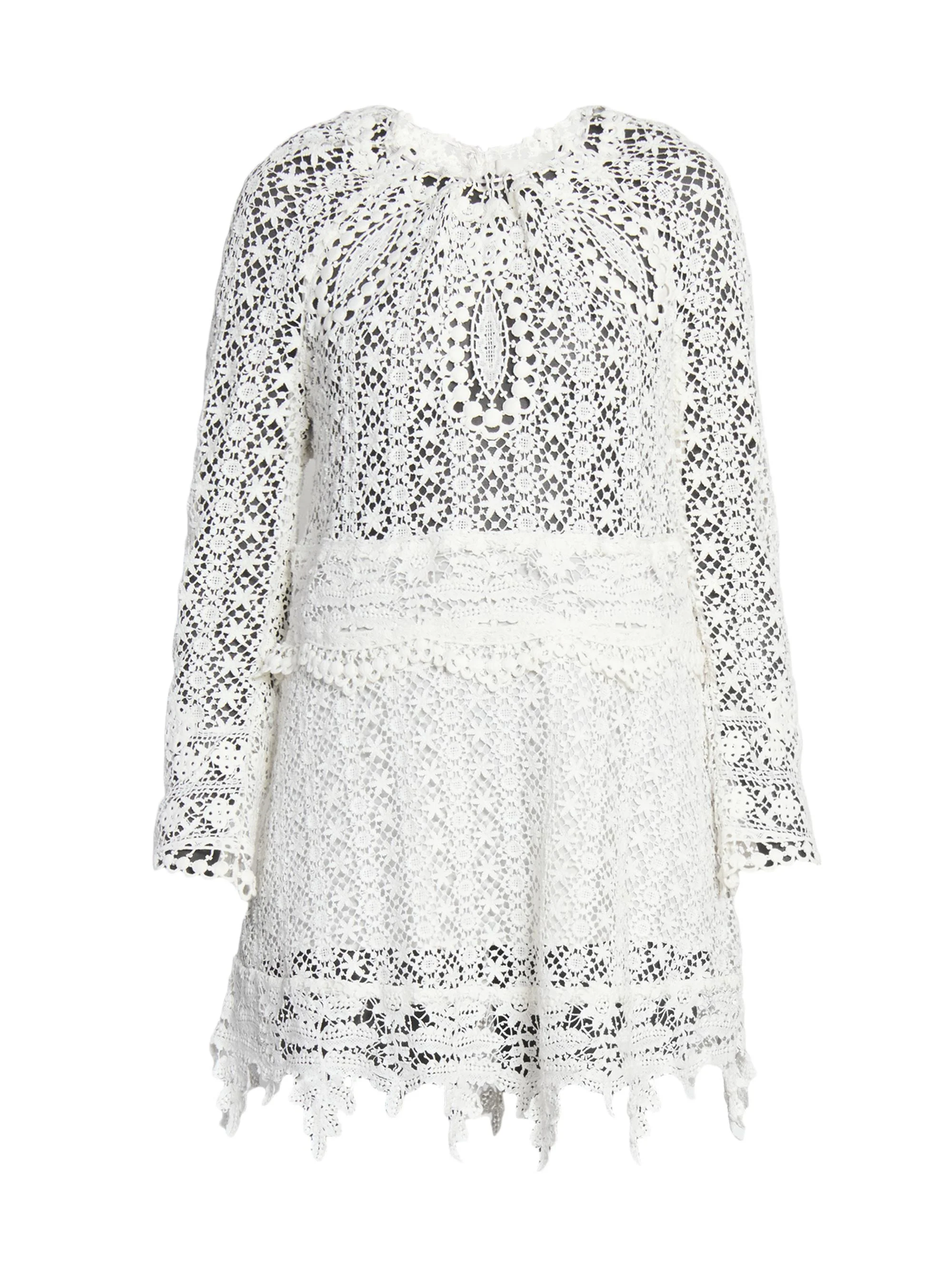 Women's Hizene Lace Cotton Minidress - White - 1