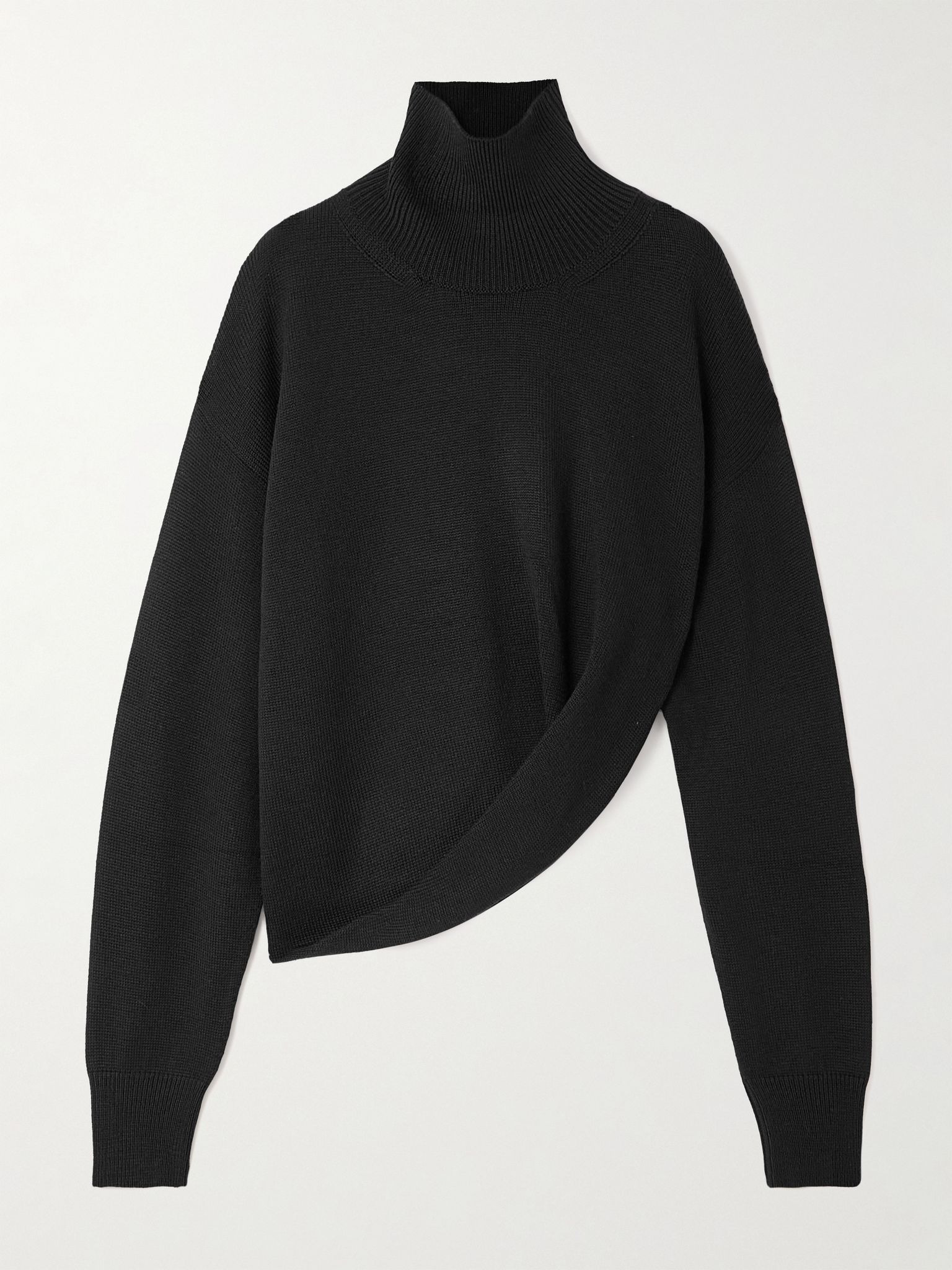 Asymmetric wool turtleneck sweater Black - 1