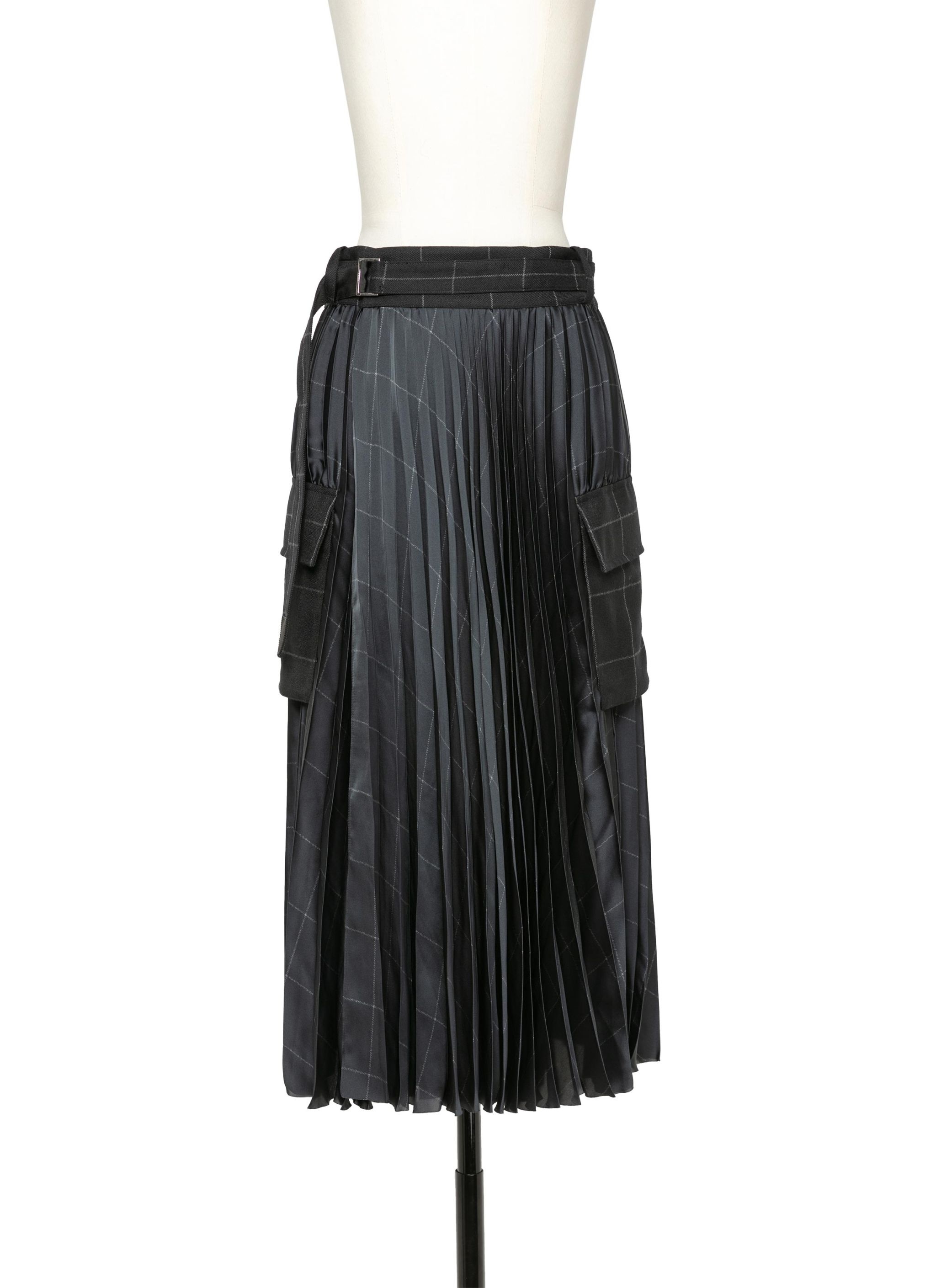 スカート sacai FW24 WINDOWPANE SKIRT (24 07573 001) sacai Windowpane Skirt | REVERSIBLE