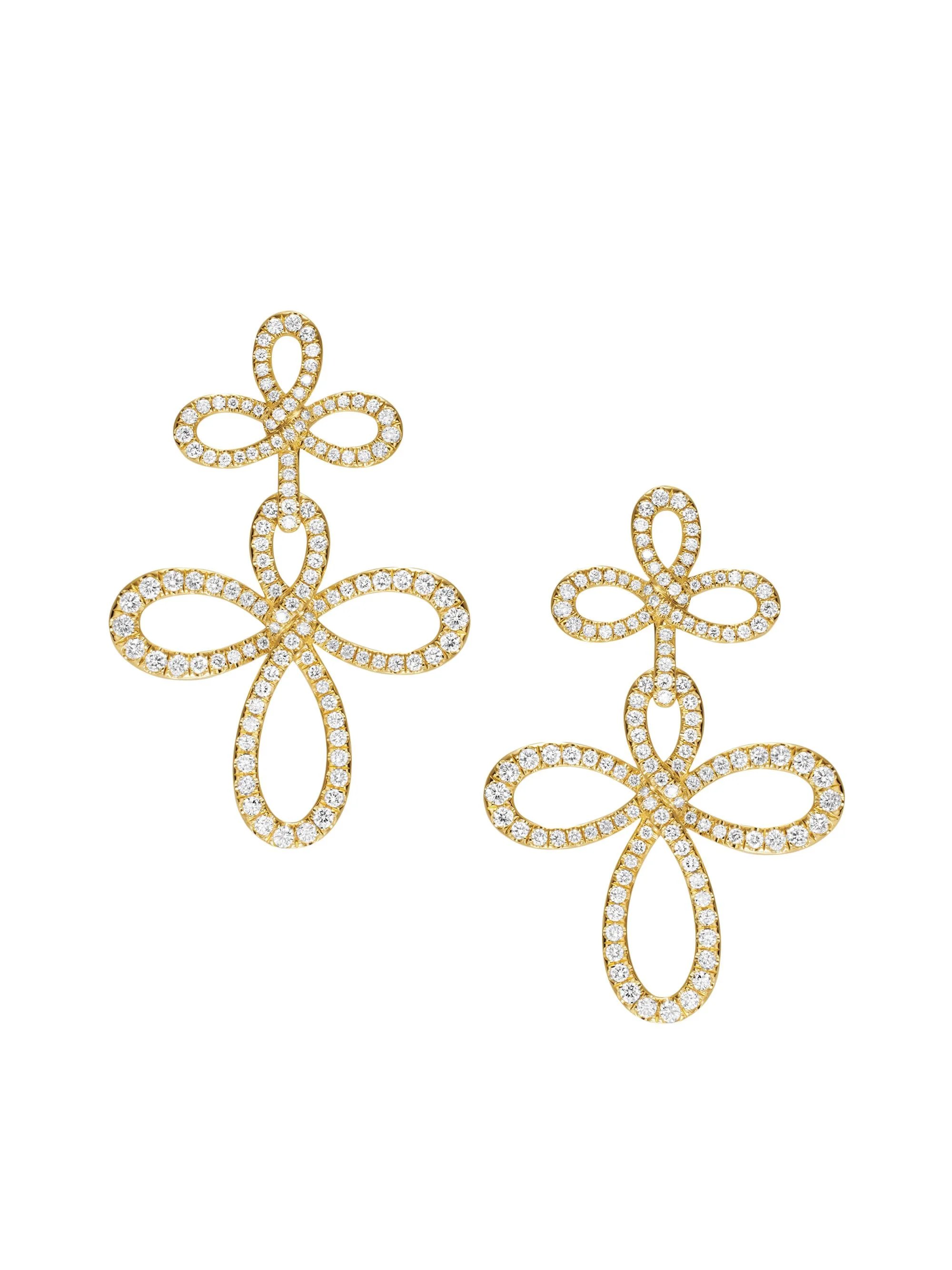 Women's Wisteria Drop Earrings in 18K Yellow Gold with Diamonds, 37.8MM - Diamond - 1