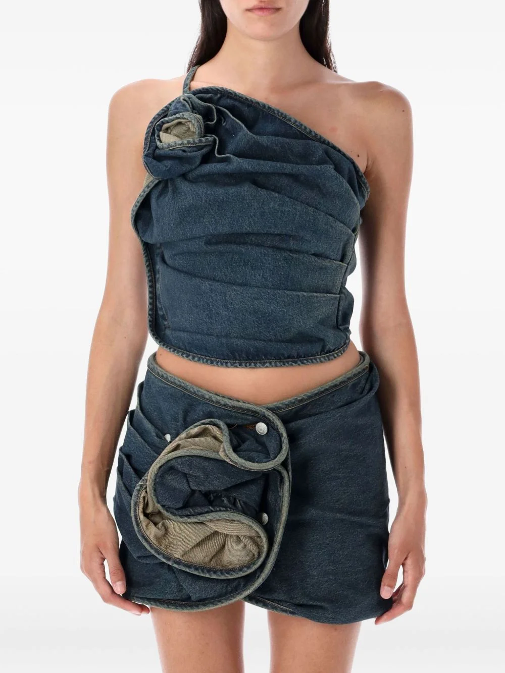 rose-detail denim top - 1