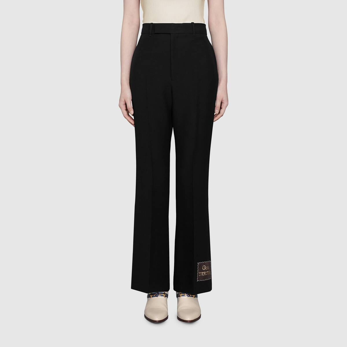 Wool silk flare pant with Gucci Eterotopia - 3