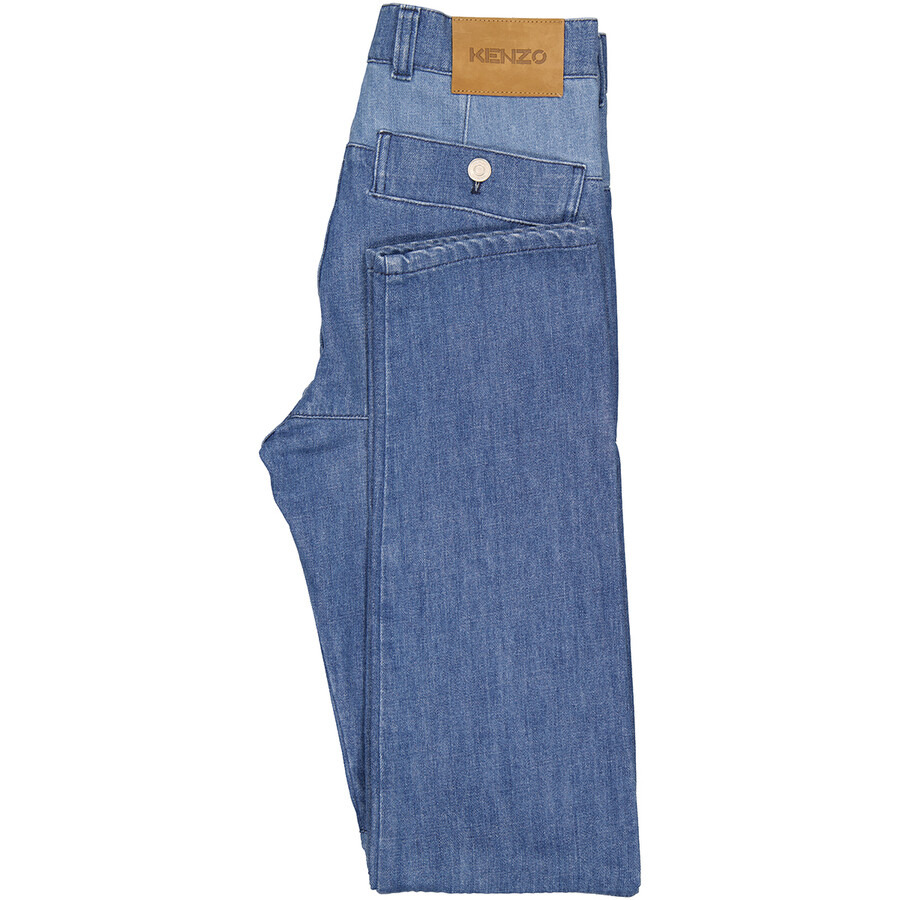 Kenzo Ladies Navy Blue Straight Faded Denim Jeans - 7