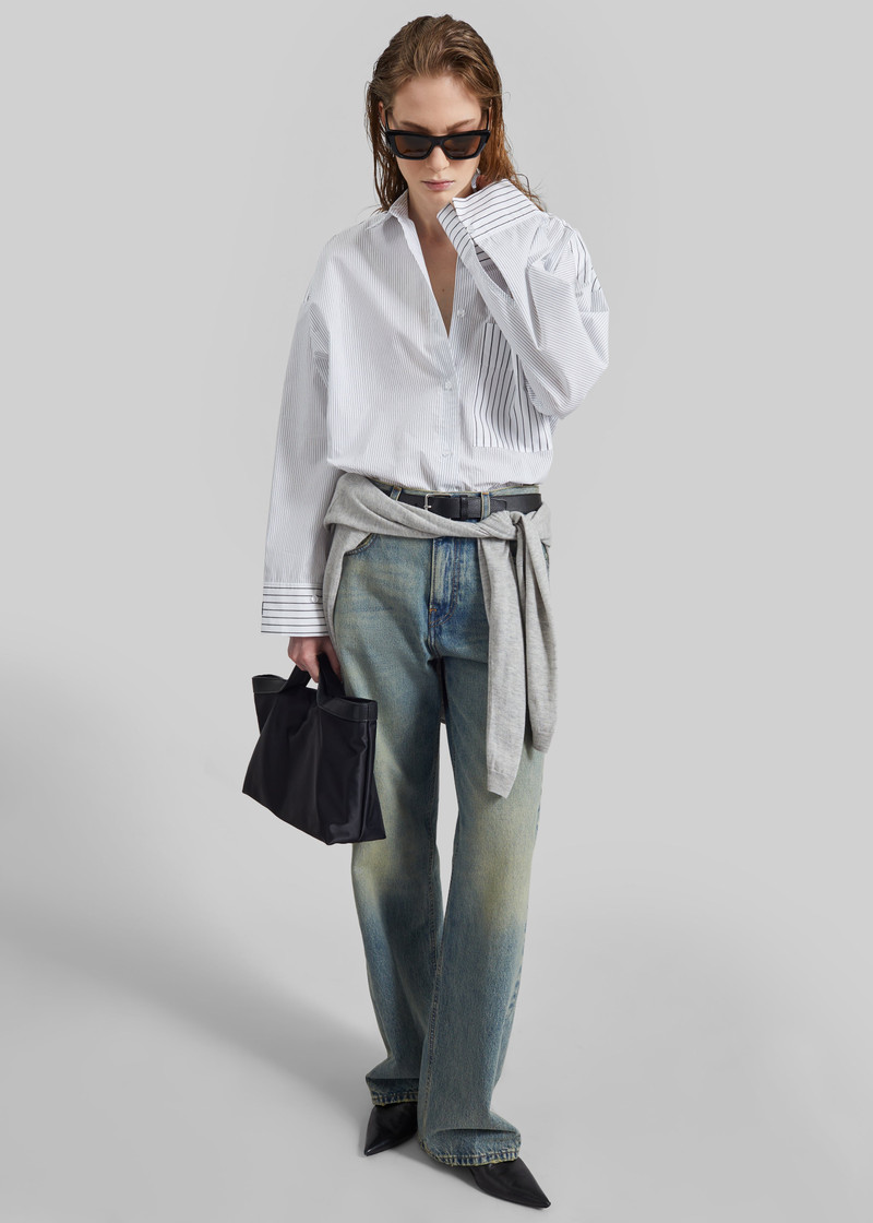 By Malene Birger Derris Shirt - White/Black Mix Stripe 3