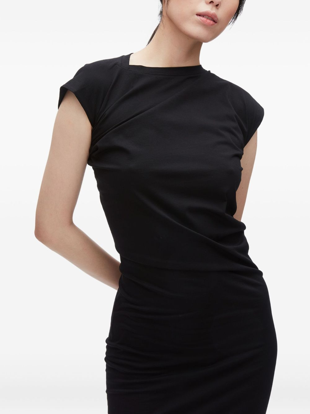 draped cap-sleeve dress - 5
