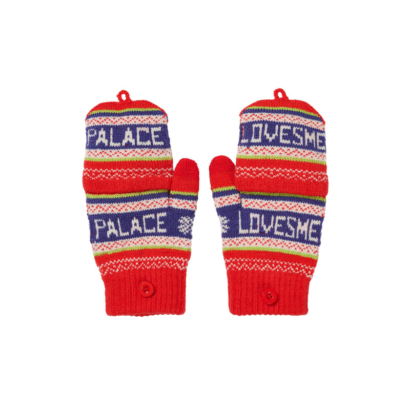 PALACE LOVES ME KNITTED GLOVES RED 1