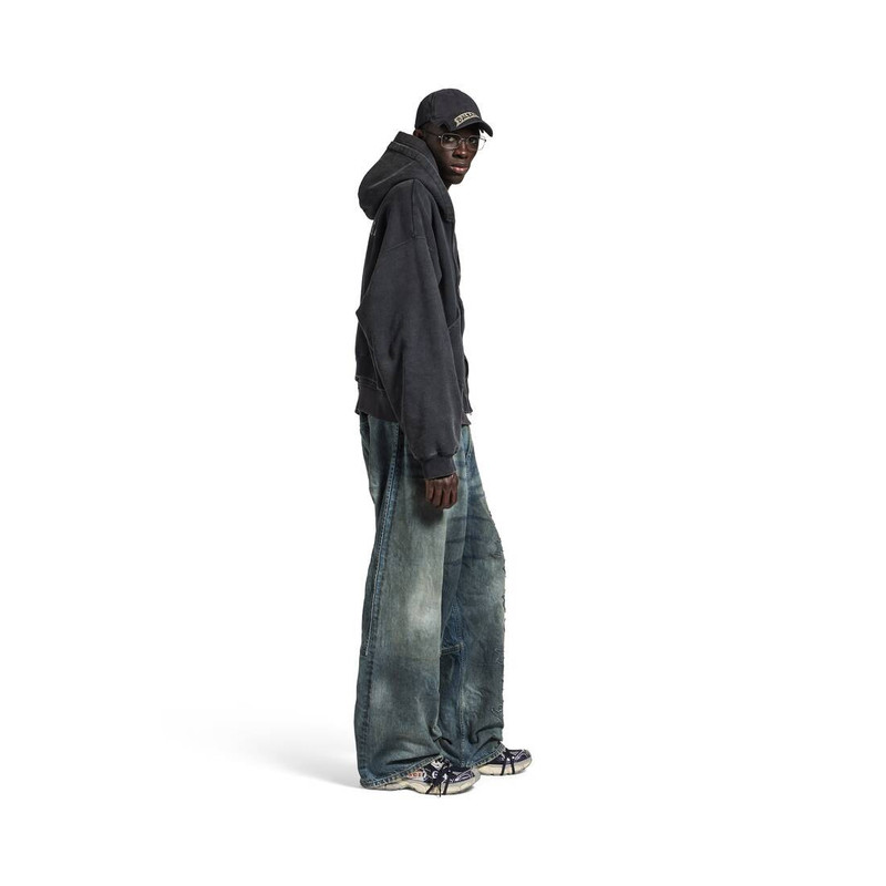 Men's Layered Zip-up Hoodie in Faded Black 3