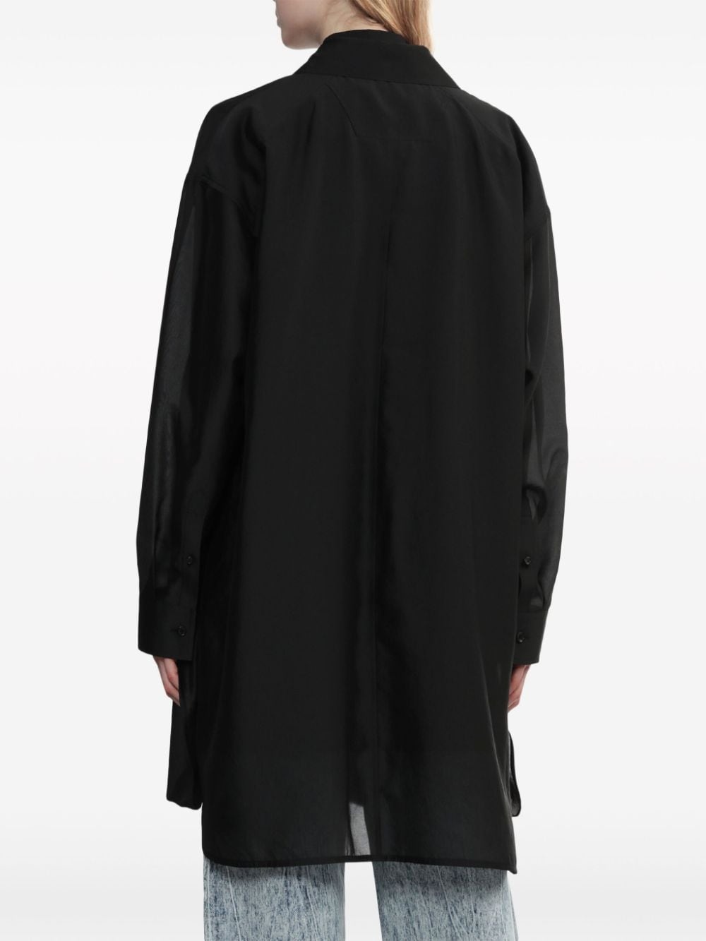 layered longline cotton shirt - 4