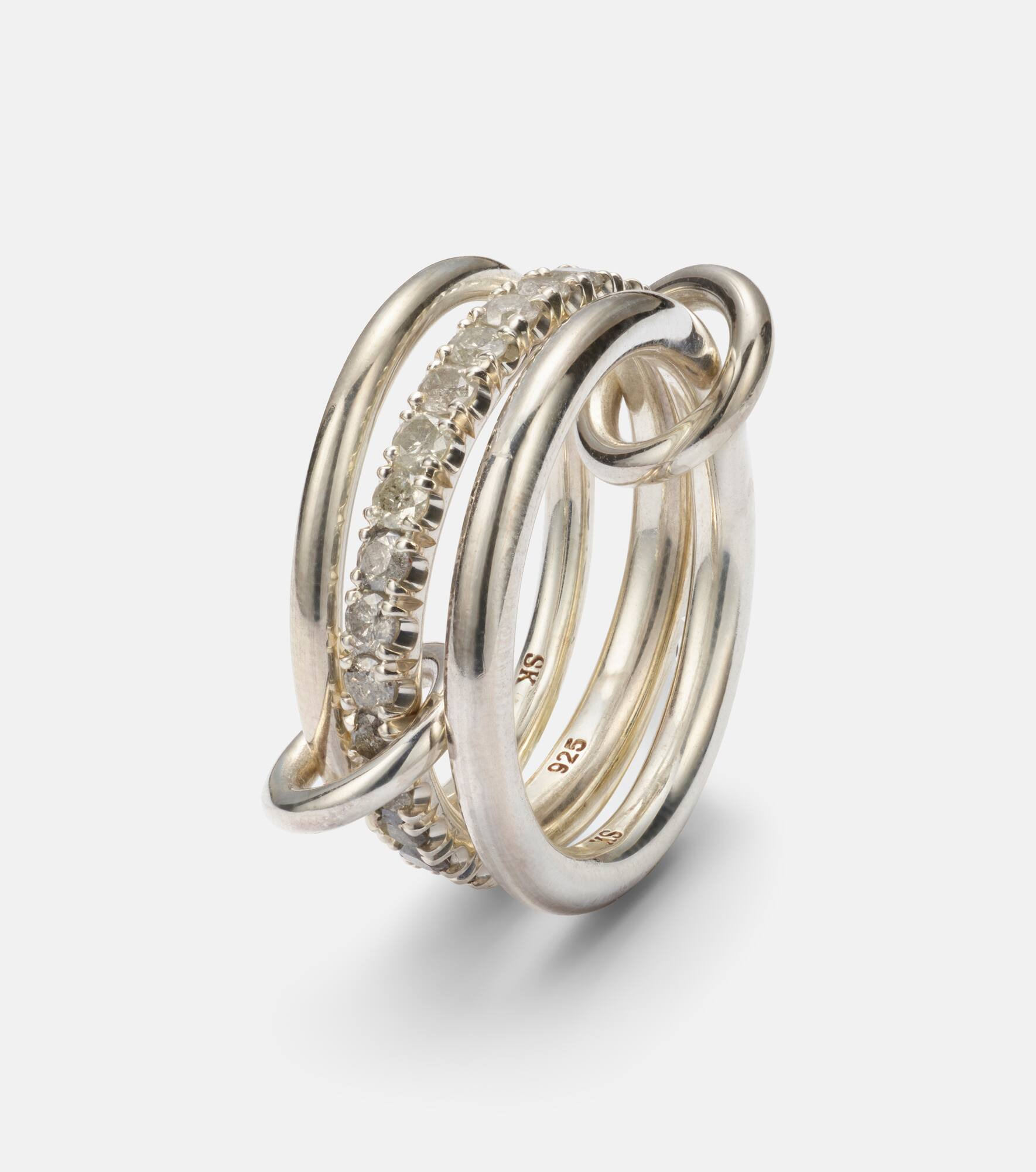 Petunia sterling silver ring with diamonds - 6