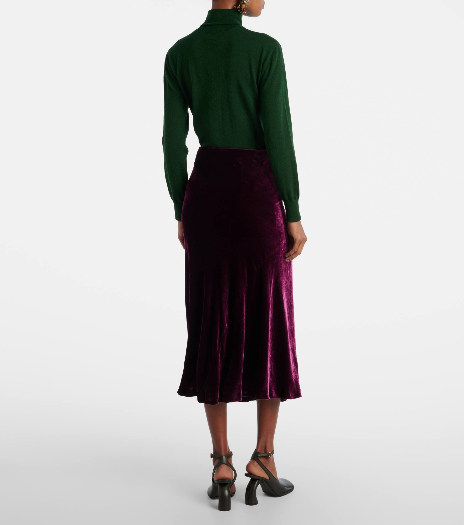 Gathered velvet midi skrit - 3