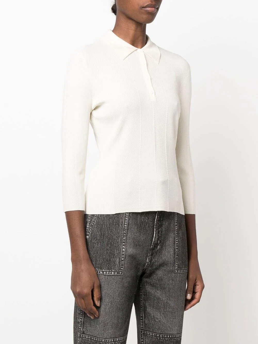 Pacey ribbed-knit polo top - 3