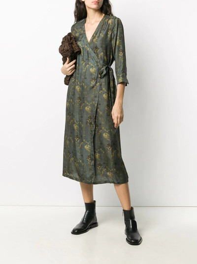 UMA WANG floral-print wraparound midi dress outlook