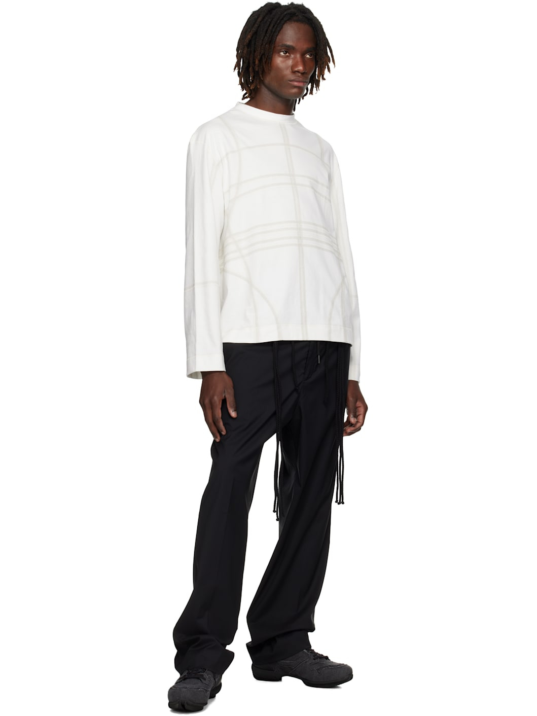 White Flatlock Long Sleeve T-shirt - 4