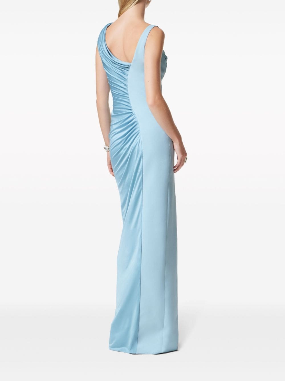 asymmetric silk-satin gown dress - 3