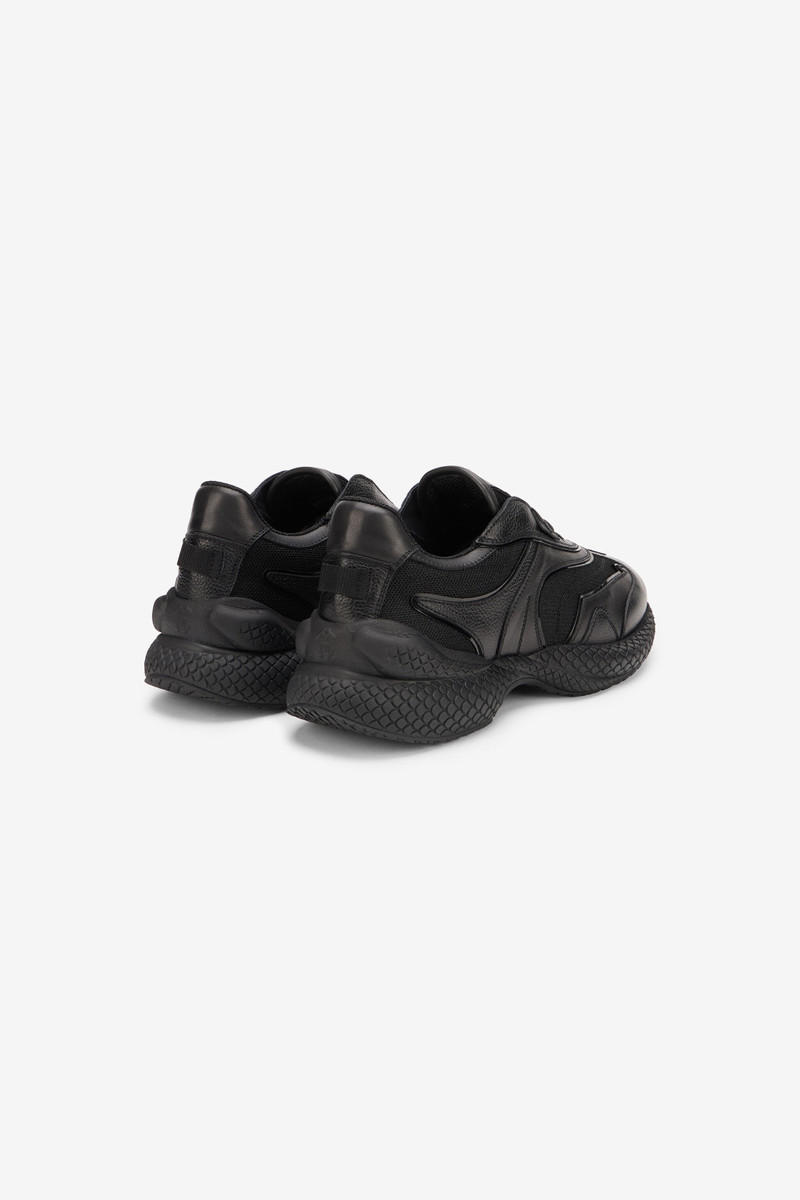 Roberto Cavalli Black Chunky Leather Sneakers outlook