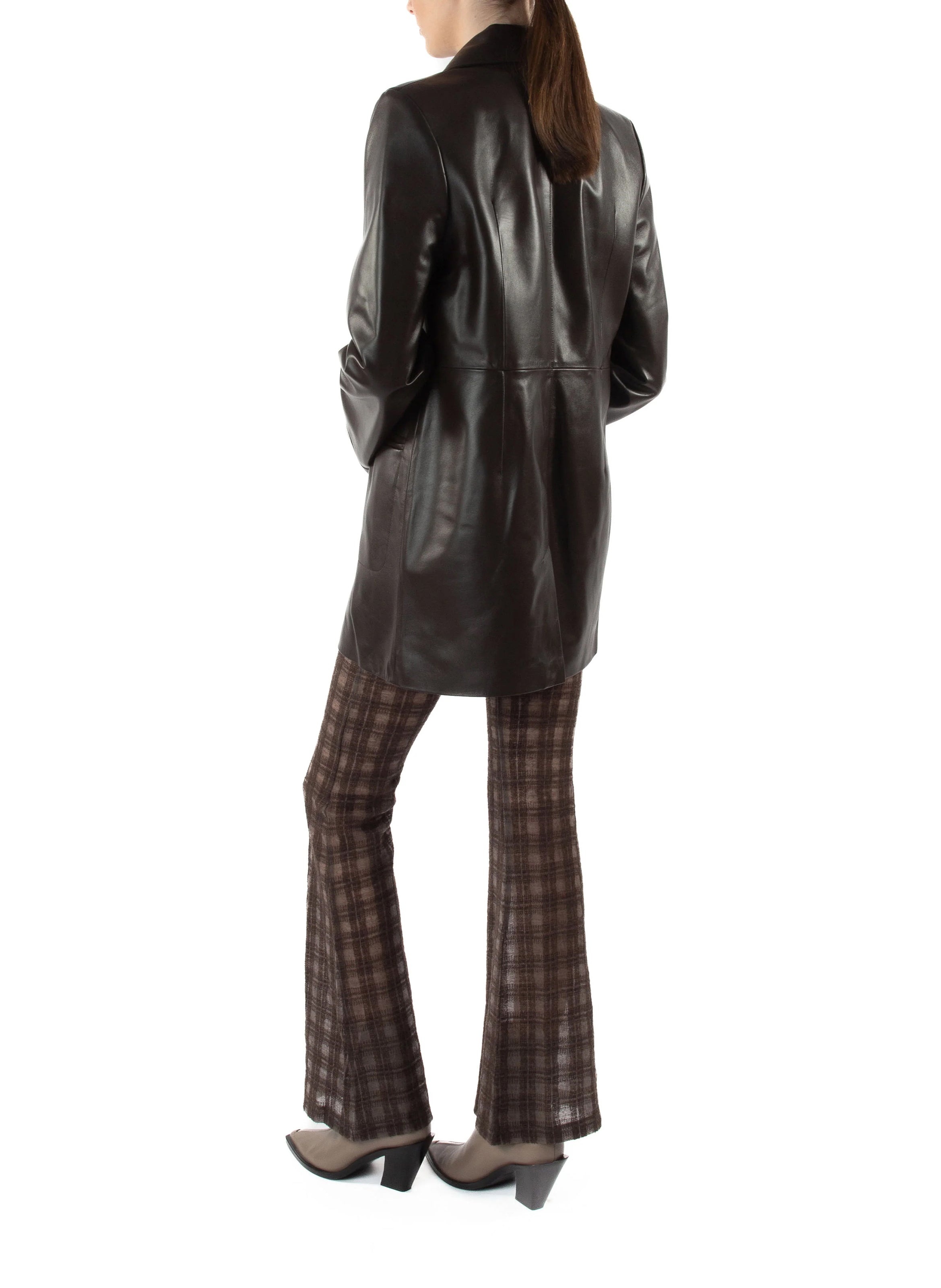 Mid Length Leather Coat - 4