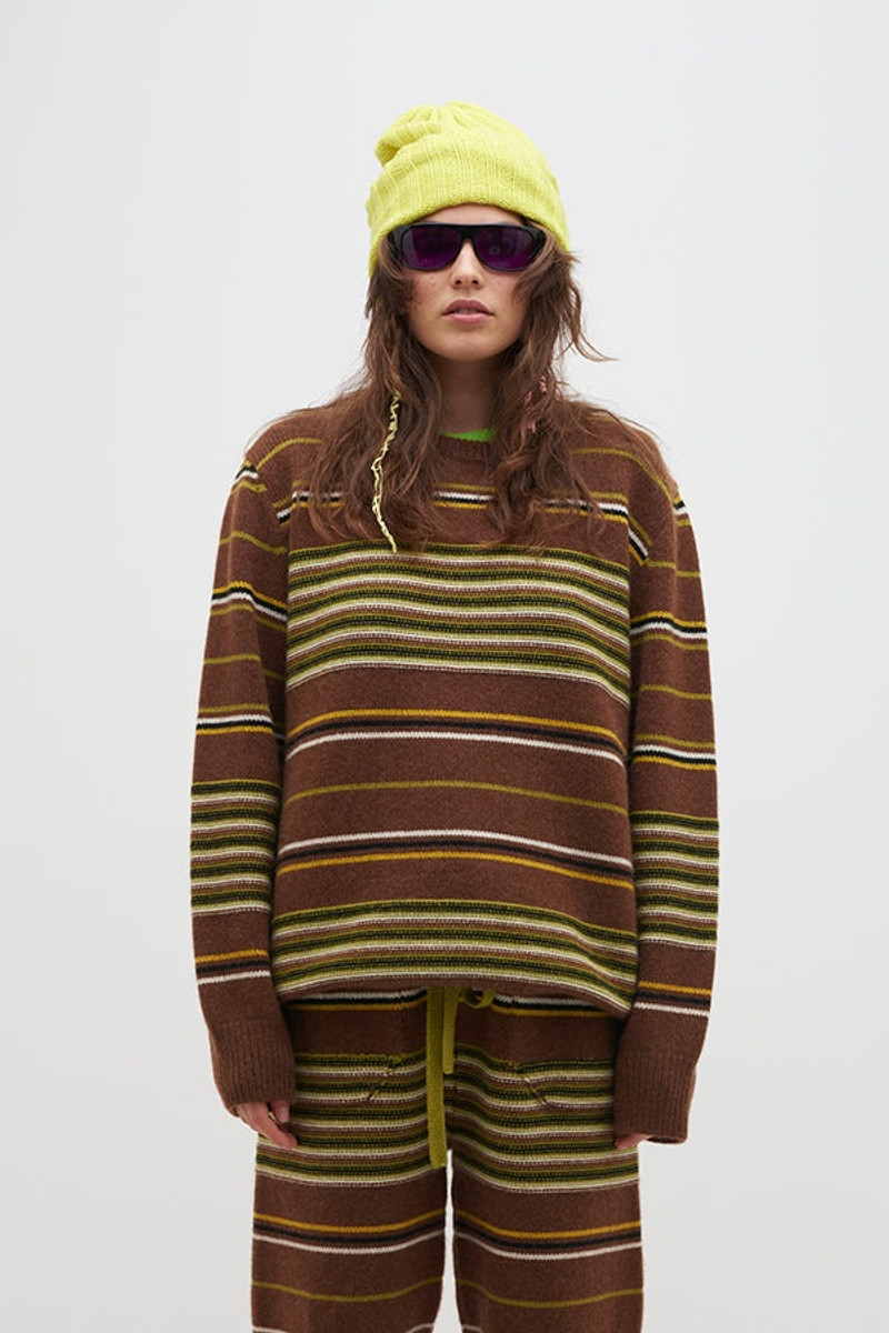 The Elder Statesman REVERSE STRIPE SIMPLE CREW outlook