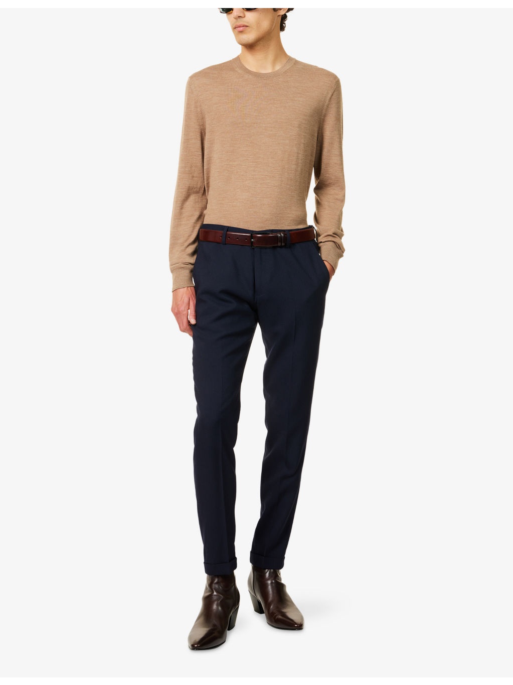 Long-Sleeve Crew-Neck Wool Knitted Jumper - 2