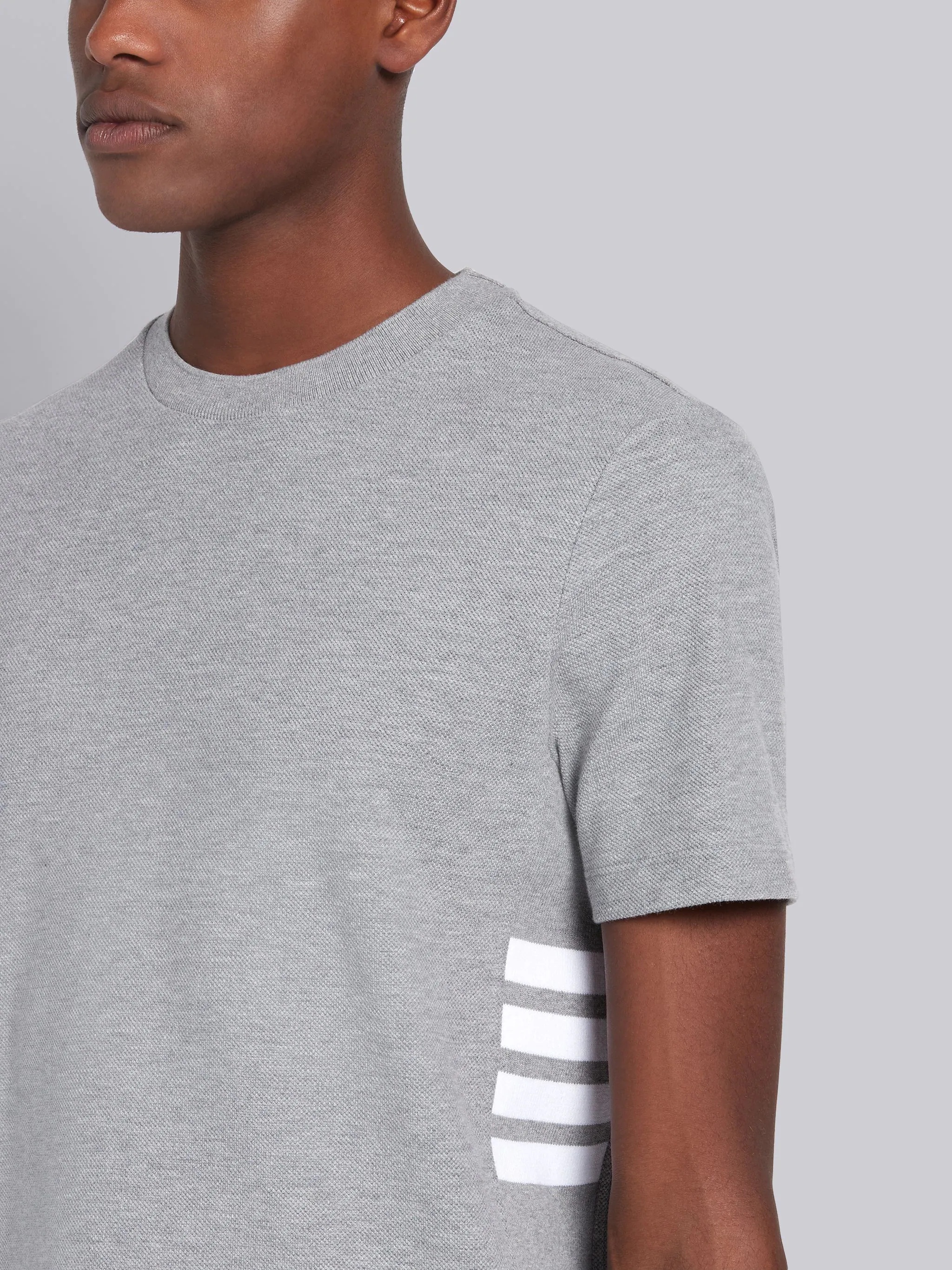 Light Grey Classic Pique Rib Side Insert 4-Bar T-shirt - 5