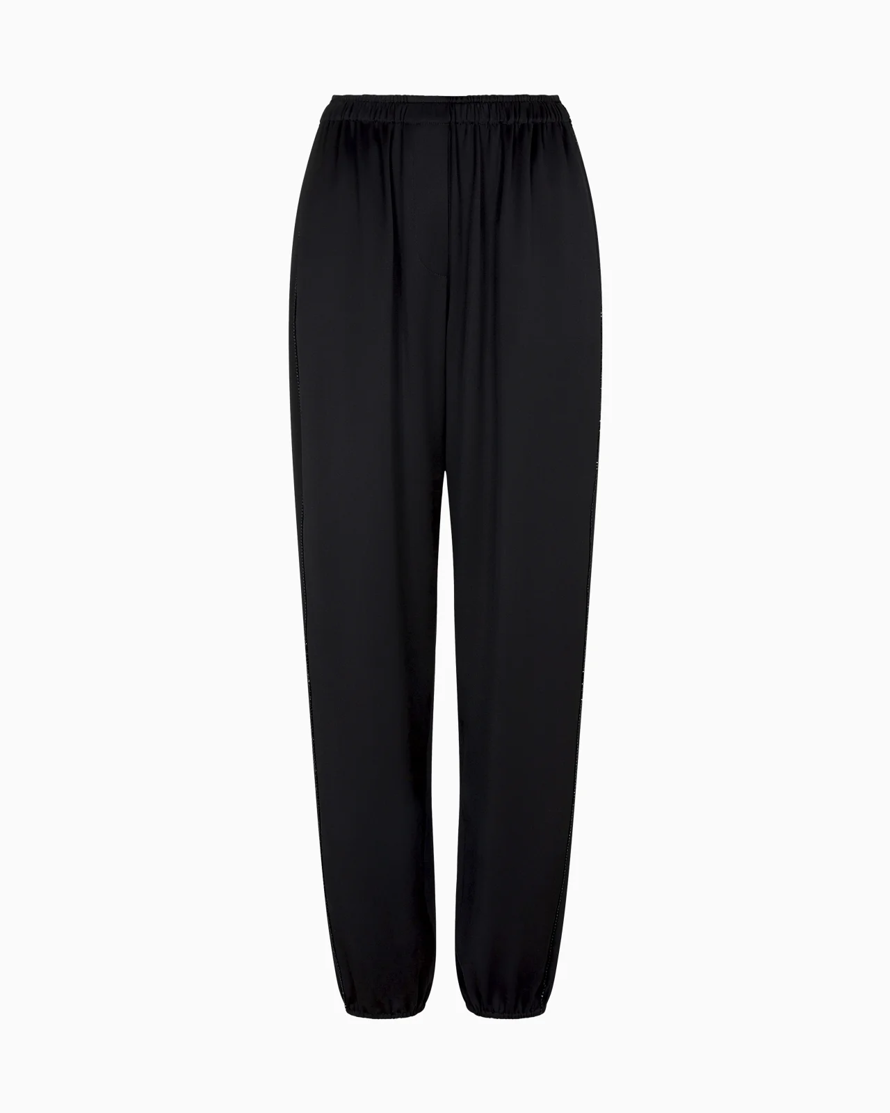 Straight-cut silk trousers with crystal piping - 1